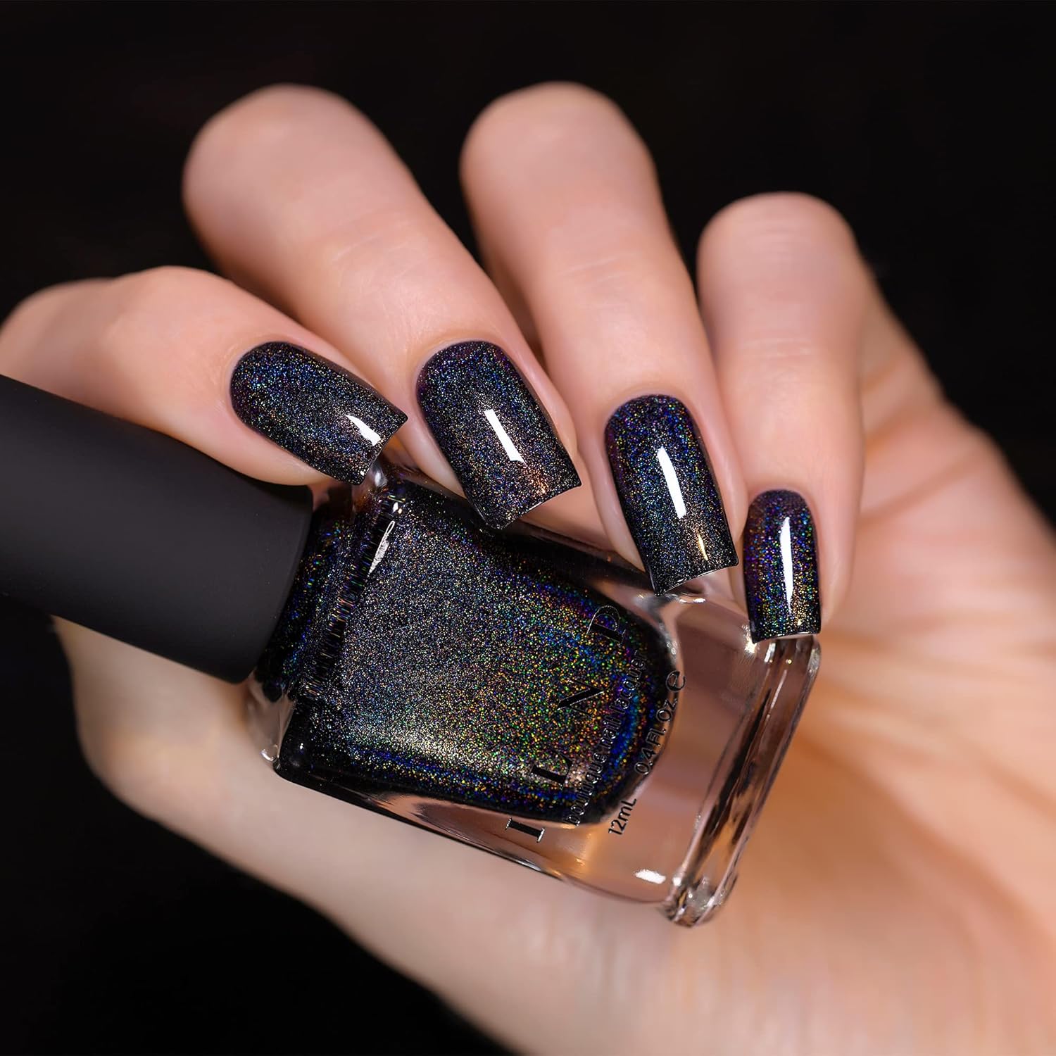 ILNP Black Magic - Deep Black Holographic Nail Polish - Image 2