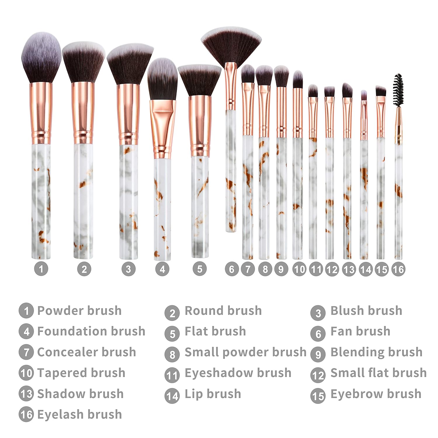 Makeup Brushes DUAIU 16Pcs Makeup Brush Set Professional Foundation Brush Blending Eyeshadow Concealer Brush Set with 4pcs Makeup Sponge - Image 3