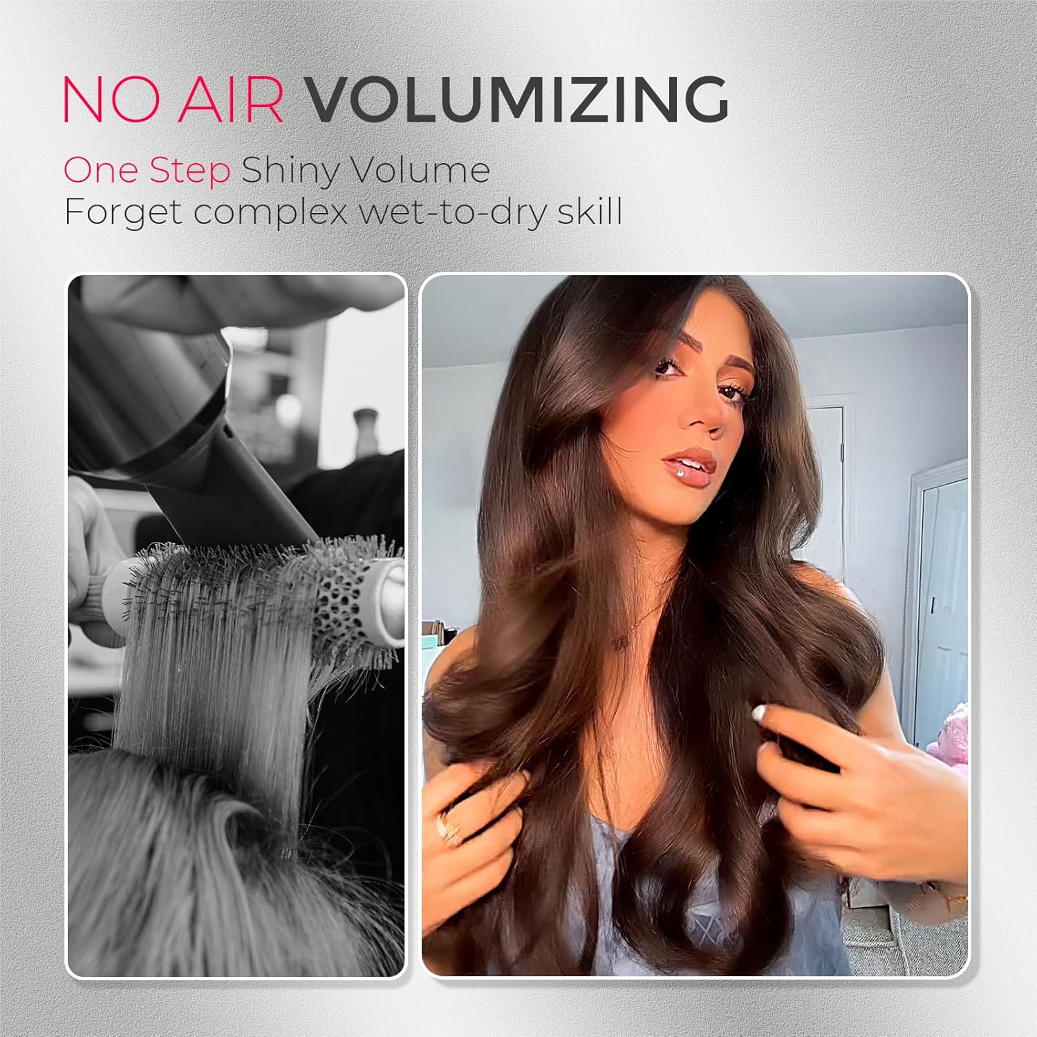 TYMO Thermal Brush Curling Brush - STYLUX 1.7 Inch Blowout Volumizer with Flexi-Fit for Hair Straightening, Heated Round Styler Tool, Hair Straightener and Curler 2 in 1, Dual Voltage, Metallic Gray - Image 2