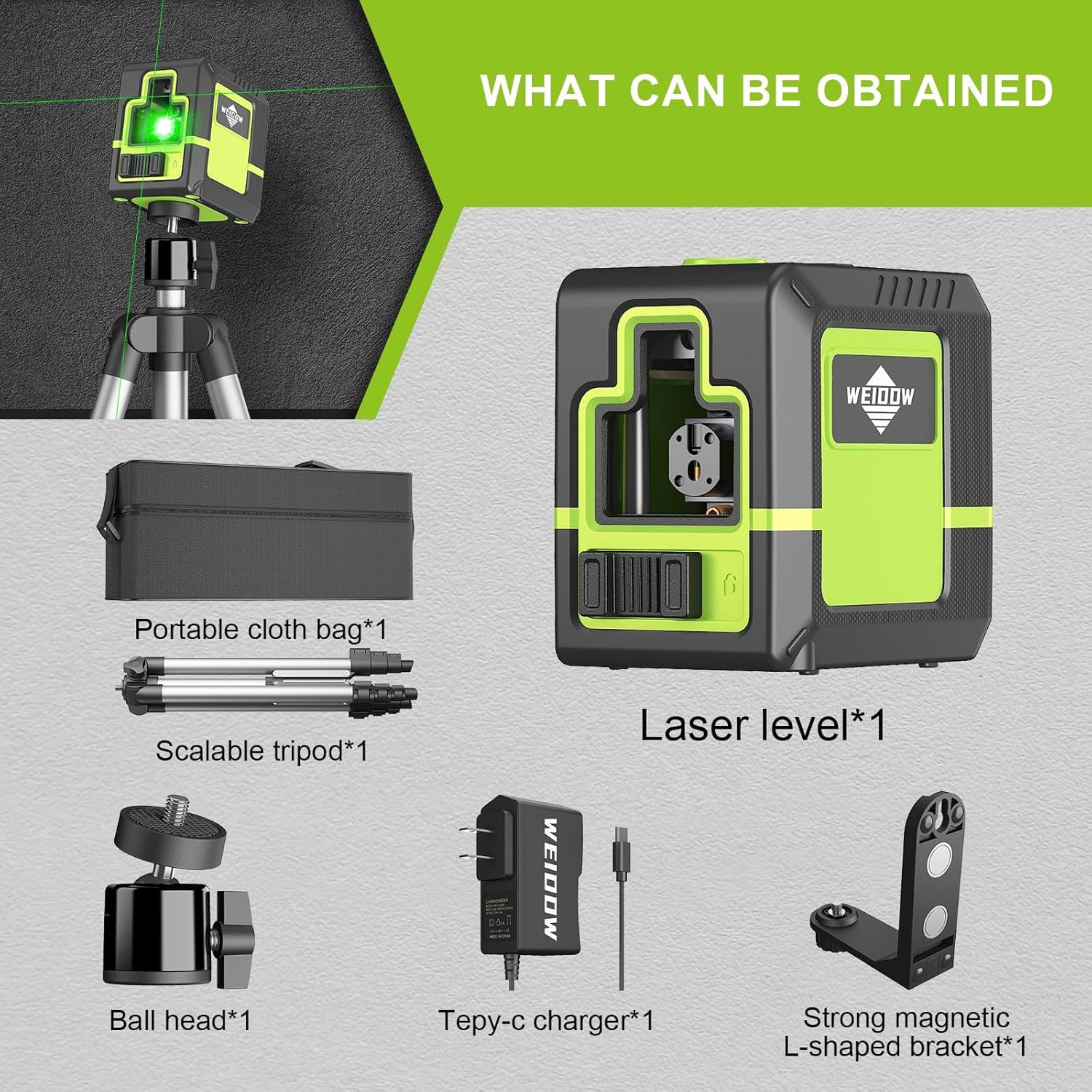Laser Level with 1M Tripod,can be standby for 10 hours,Green Cross Line Laser with Tripod Self-Leveling, Lazer Leveler Tool for Picture Hanging laserpower - Image 6