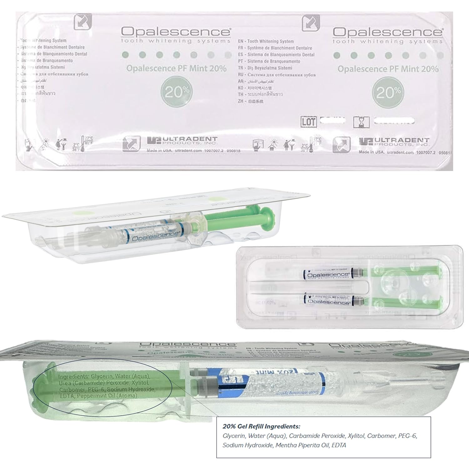 Opalescence 20% Teeth Whitening Refill Kit (2 Packs / 4 Syringes) Carbamide Peroxide. Made by Ultradent, in Mint Flavor. Tooth Whitening Refill Syringes - B-5196-4 - Image 8