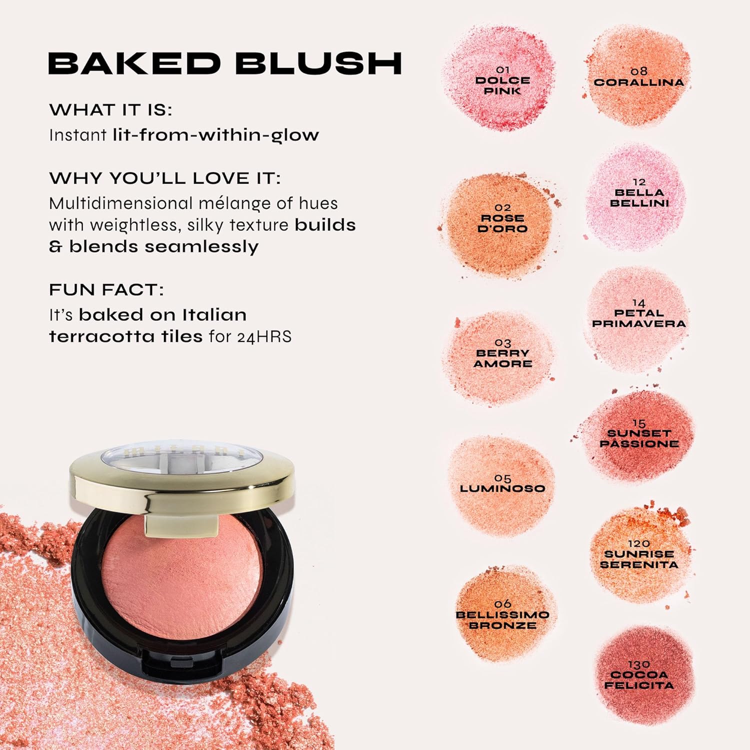 Milani Baked Blush, Powder Blush for Cheeks, Cruelty Free Makeup - Shape, Contour & Highlight Face for a Shimmery or Matte Finish -Rose D'oro - Image 6