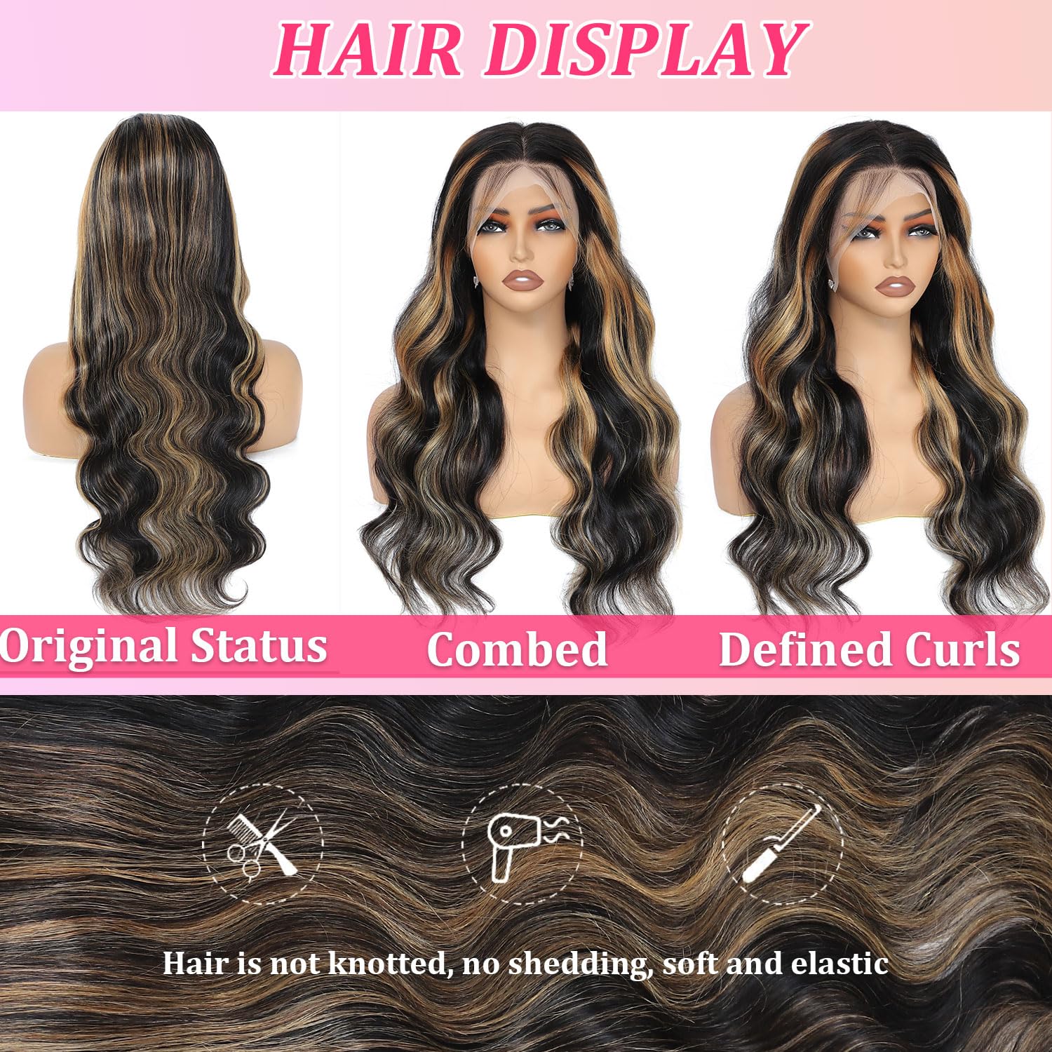 180 Density 26 Inch Body Wave HD Transparent Lace Front Wig 1b27 Balayage Human Hair - Image 4