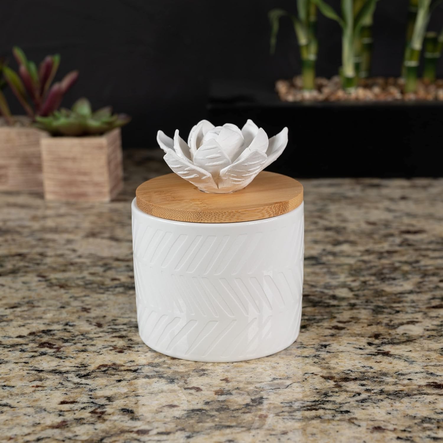 ScentSationals Ceramic Flower Essential Oil Diffuser - Passive Wicking Aromatherapy Diffuser for Living Room or Bedroom - No Power Home Fragrance Diffuser for Scented Essential Oils - Lyle - Image 2