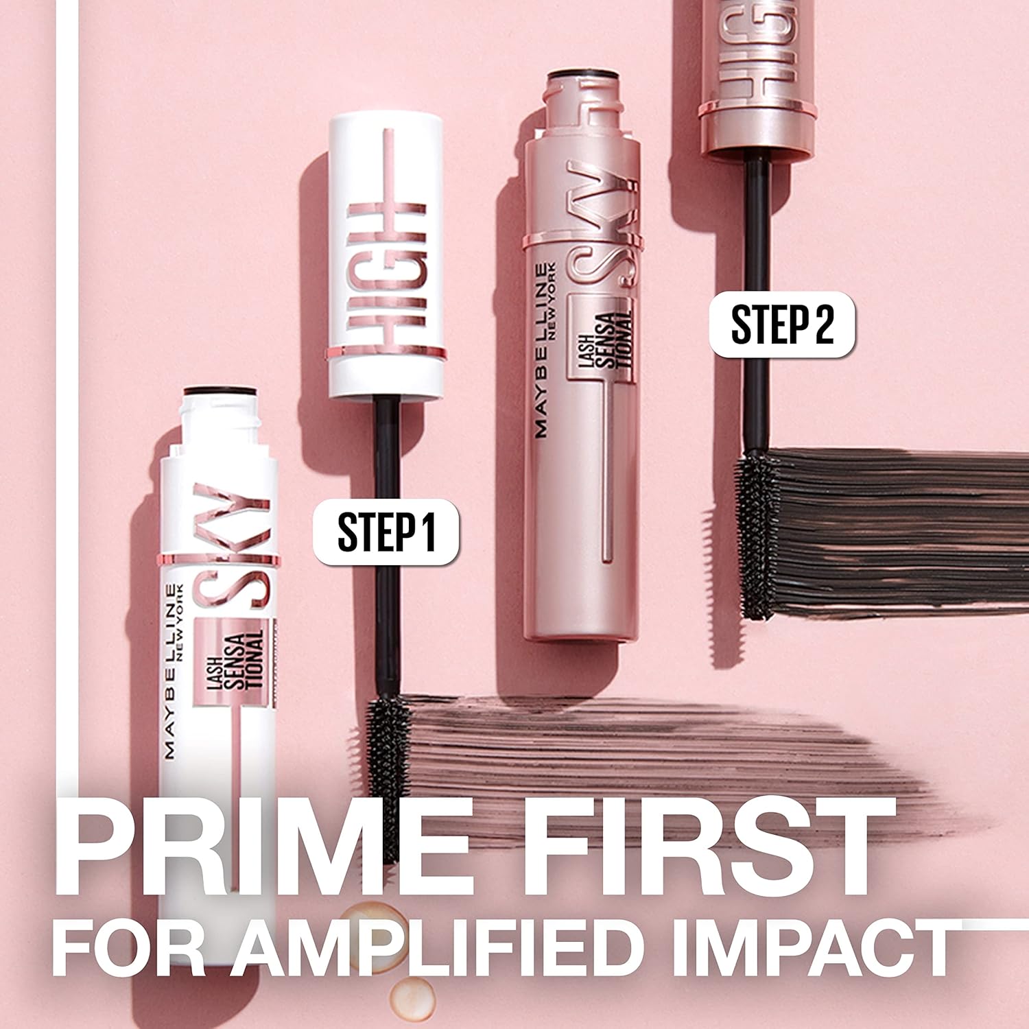 Maybelline Lash Sensational Sky High Serum Infused Lash Primer for Mascara, Lengthening, Thickening, Tinted and Washable Formula, Soft Black, 1 Count - Image 4