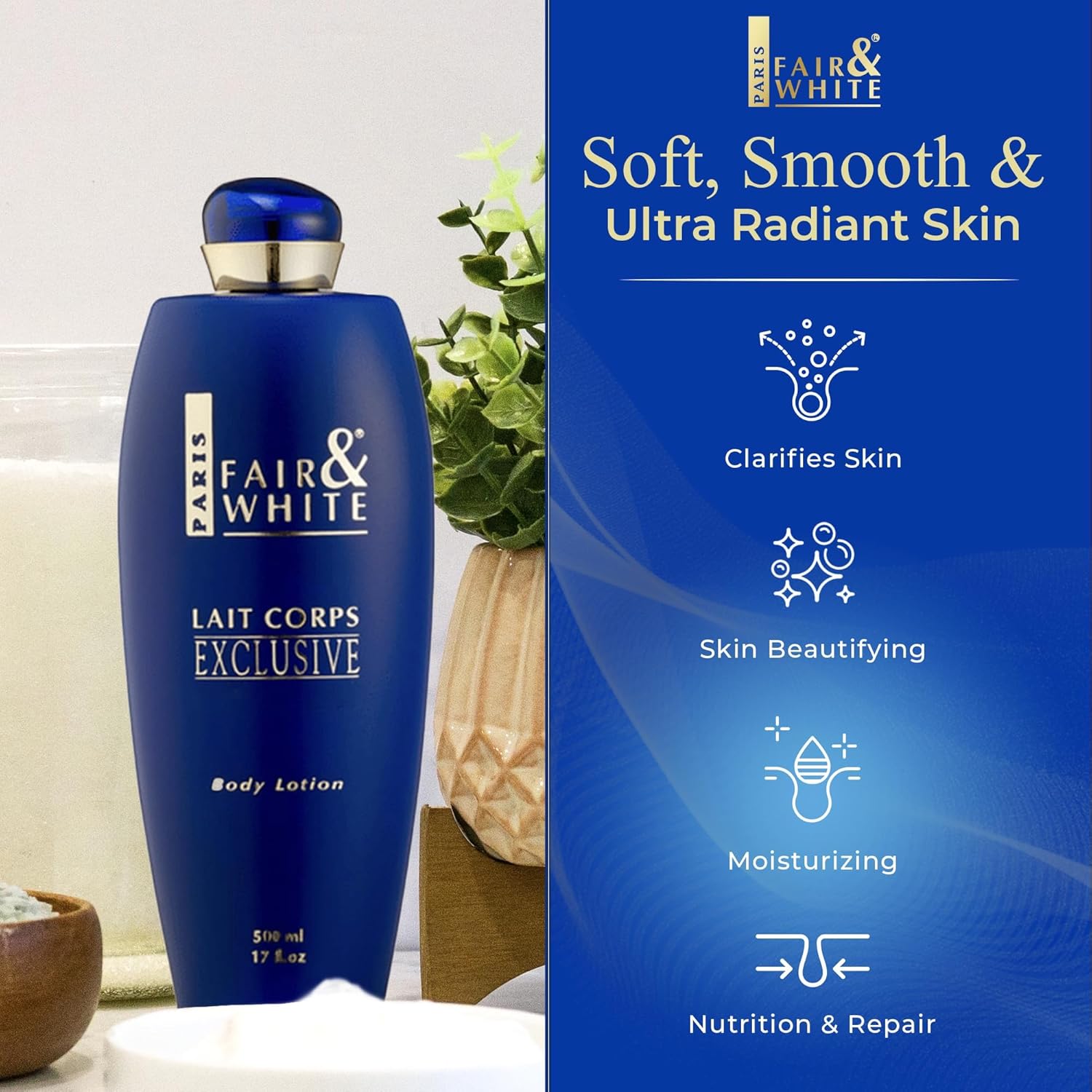 FAIR & WHITE Lait Corps Exclusive Body Lotion - 17 Fl oz / 500 ml - Image 4