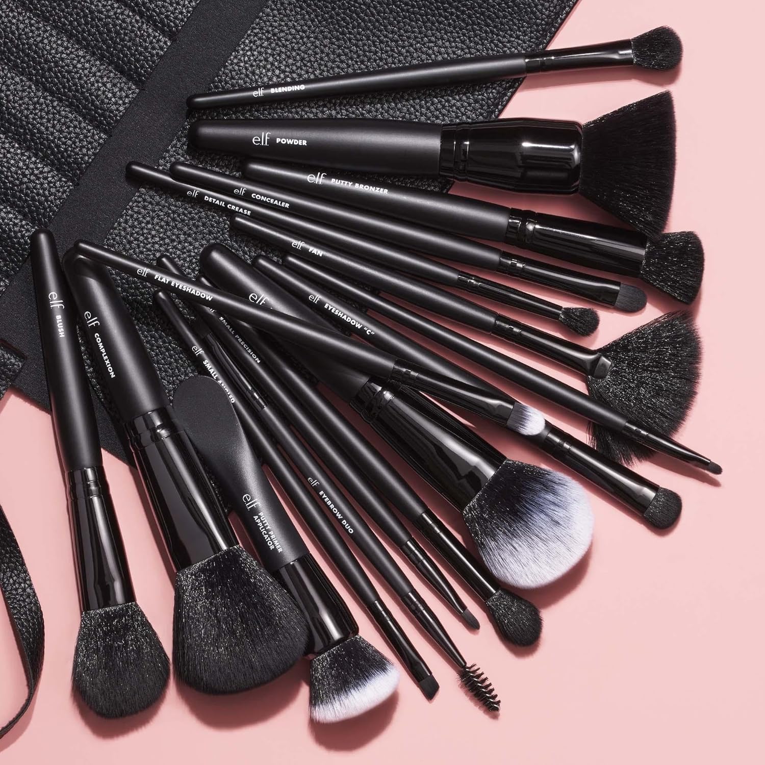 e.l.f. Ultimate Makeup Brush Set & Travel Roll, 17-Piece Brush Kit, Brushes For Eyeshadow, Foundation, Powder, Concealer & more, Vegan & Cruelty-Free - Image 3
