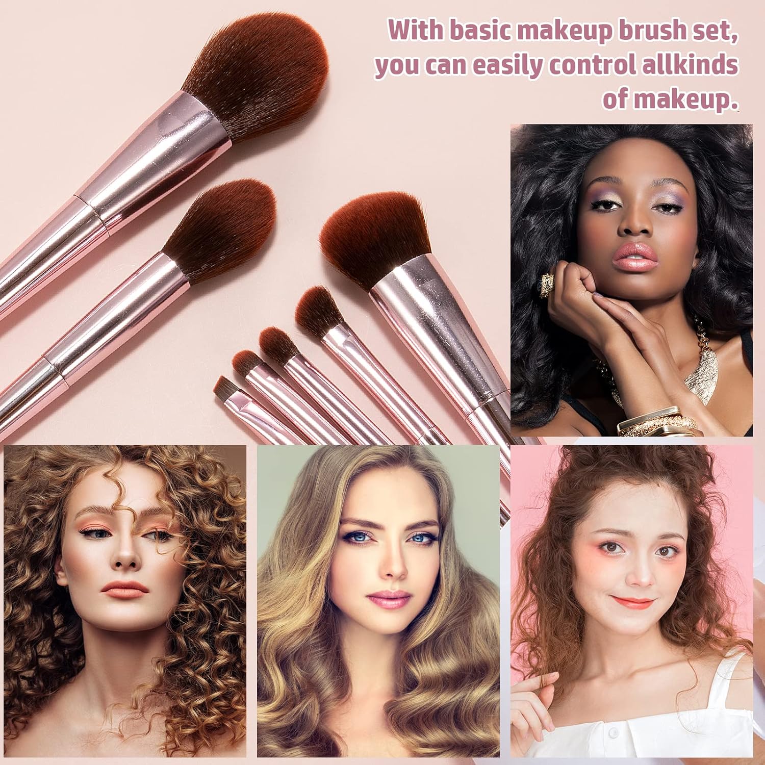 5Pcs Eyeshadow Brush Set, 7Pcs Premium Makeup Brushes, Portable Eye brushes, Premium Eye Makeup Brush, Foundation Brush, Make Up Brushes, Blush Brush, Eye Brush Tools for Beginners by YUESHENNAN(pink) - Image 4