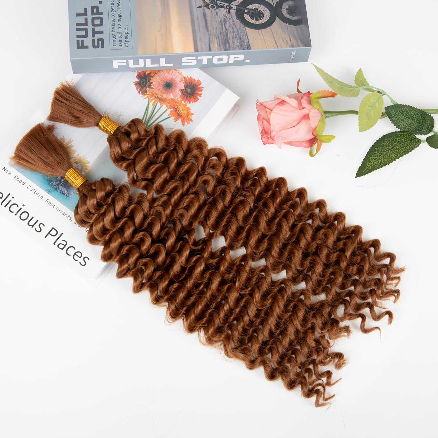 Deep Wave Bulk hair for Braiding Wet and Wavy Micro Braiding Hair No Weft Faux Deep Wave Braiding Hair Extensions for Box Boho Braids 150g with 2Bundles #30 (16Inch) - Image 4