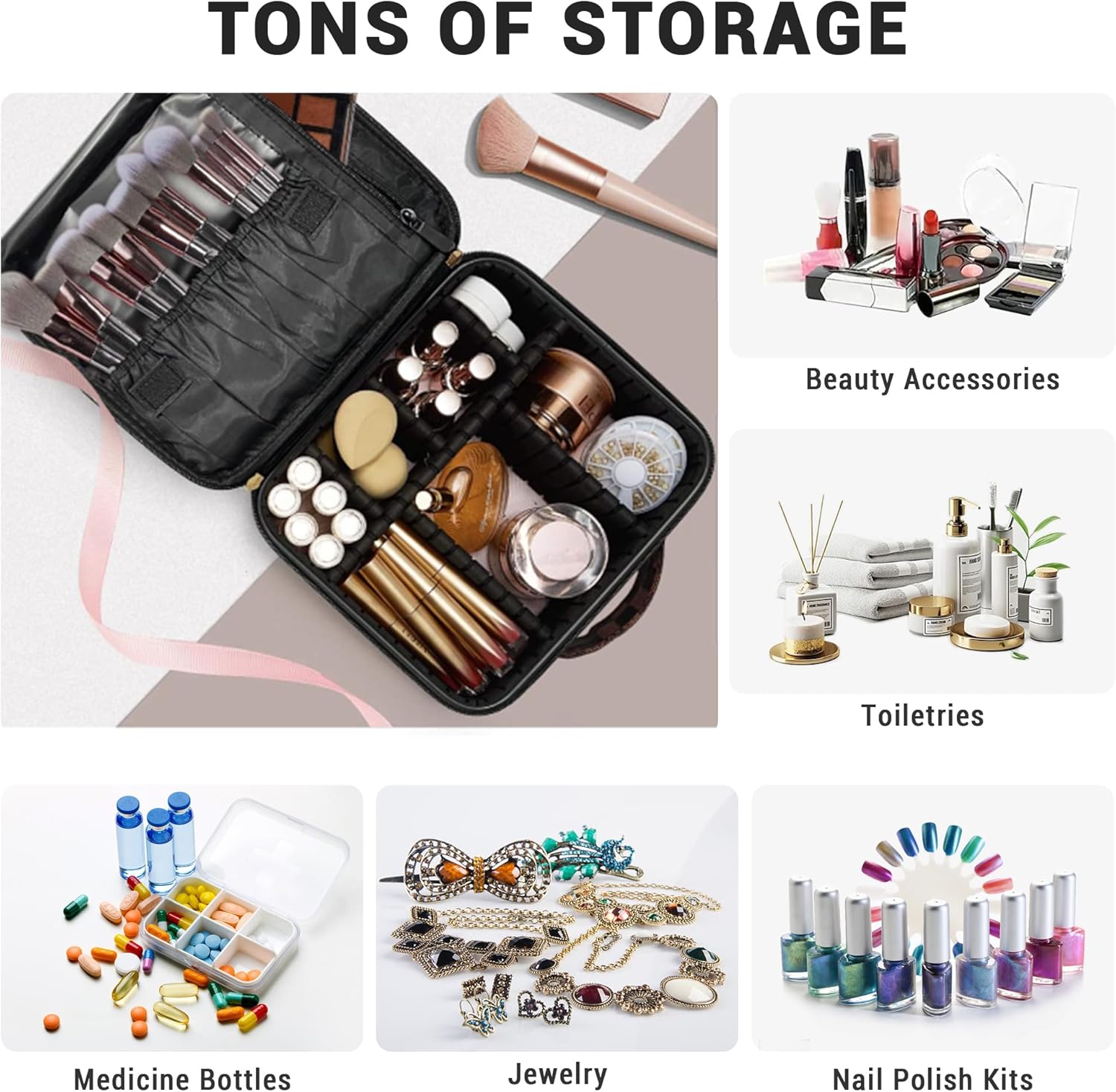 Checkered Makeup Bag, Portable Makeup Bag with Adjustable Partition, Cosmetic Bags for Women Toiletry Travel Organizer Portable Make Up Bags for Christmas Birthday Gifts - Image 4