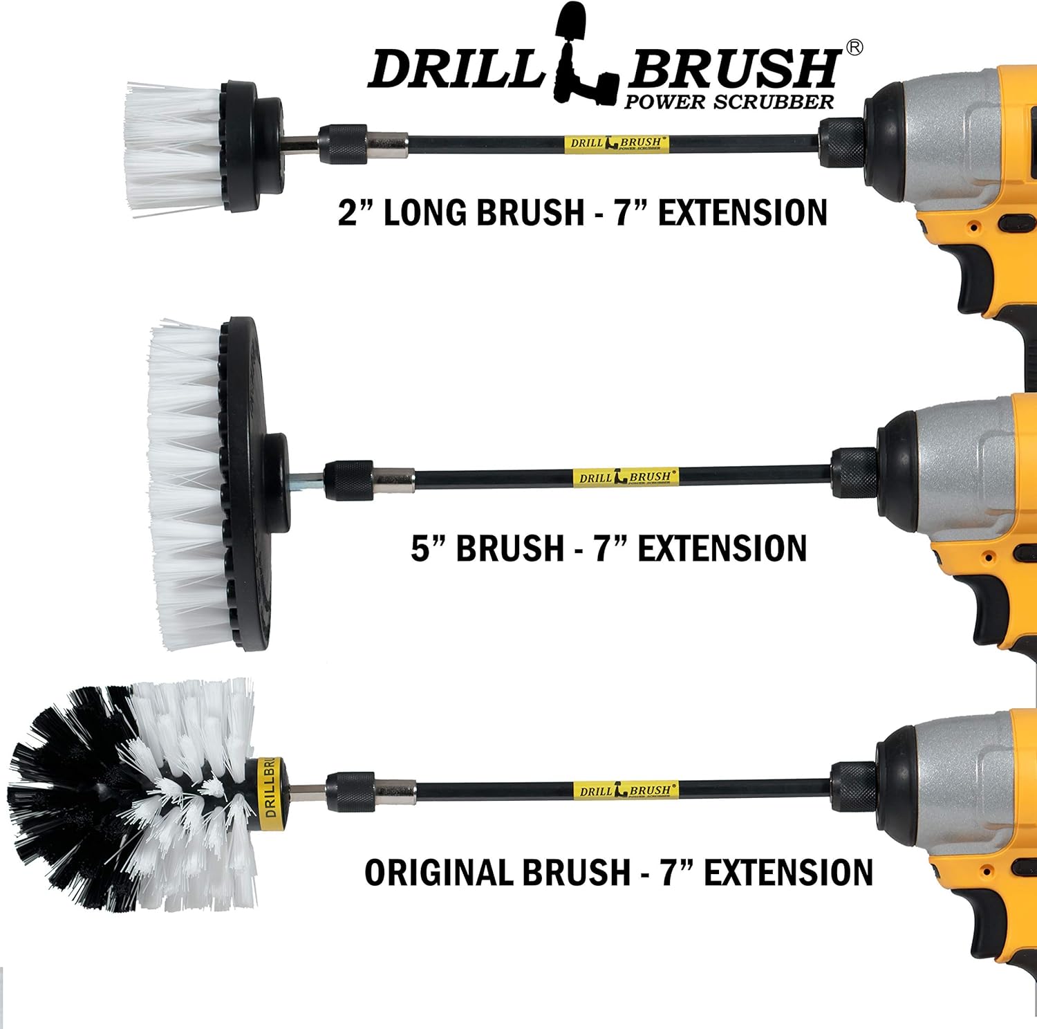 Drill Brush Ultimate Automotive Cleaning Kit with Extension - Truck Accessories - Glass, Upholstery, Seats, Window, Interior, Wheel, Carpet Cleaner - Car Mats - Spin Brush - Motorcycle Accessories - Image 8