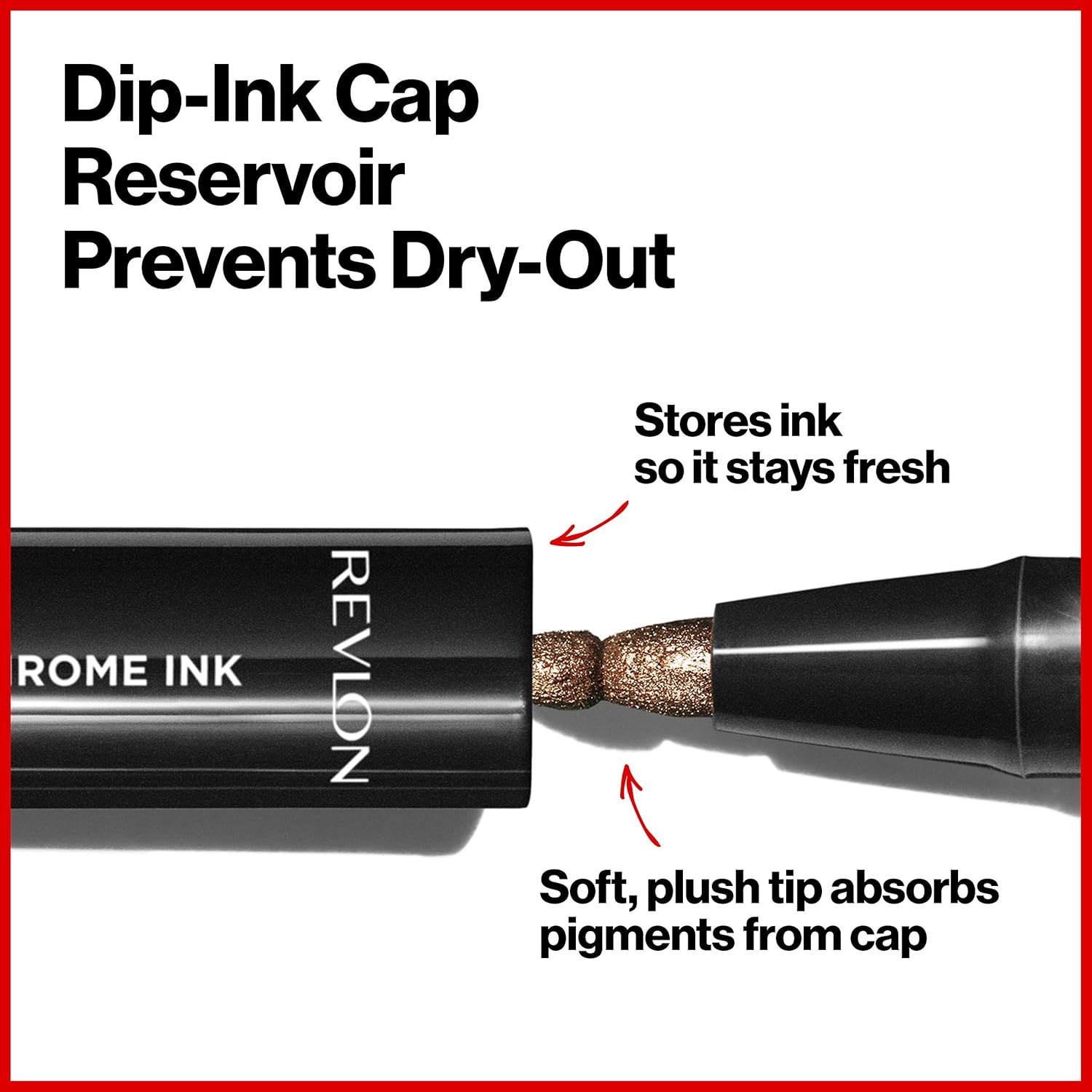 Revlon So Fierce! Chrome Ink Liquid Eyeliner, Longlasting Bold Metallic Pen Liner with Dip Ink Cap for Pearl, Shimmer Blend, 902 Bronzage, 0.03 oz. - Image 3