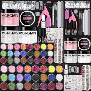Morovan Acrylic Nail Kit - Nail Kit Set Professional Acrylic with Everything for Beginners Glitter Acrylic Nail Set DIY Nail Extension Starter Kit, Clear