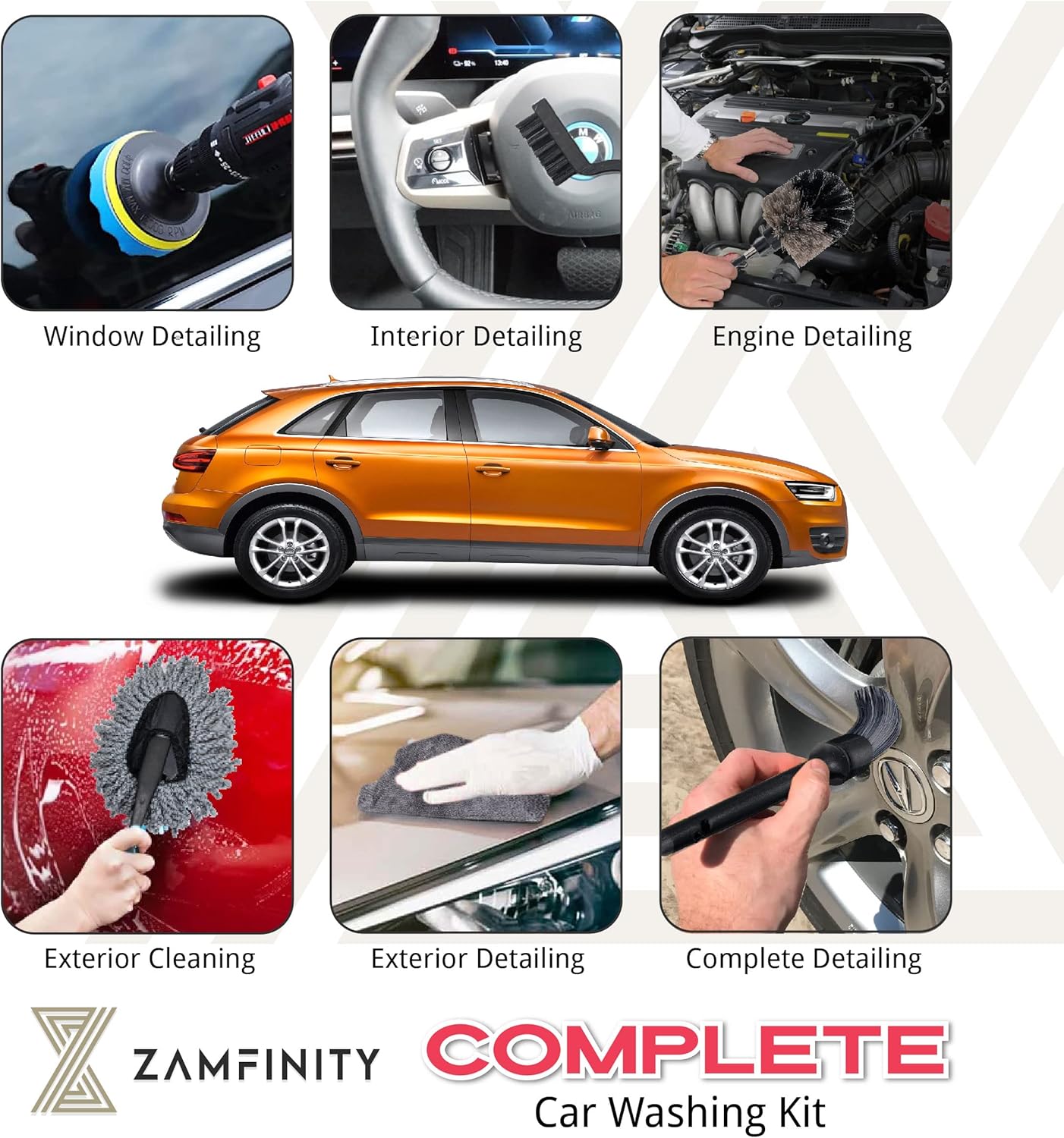 27 Piece Car Accessories Tool Set - Comprehensive Car Detailing Kit with Drill & Soft Brushes, Chrome Polishing Tool, & Car Cleaning Supplies - Ideal Car Wash Kit & Detailing Brush Set - Image 7