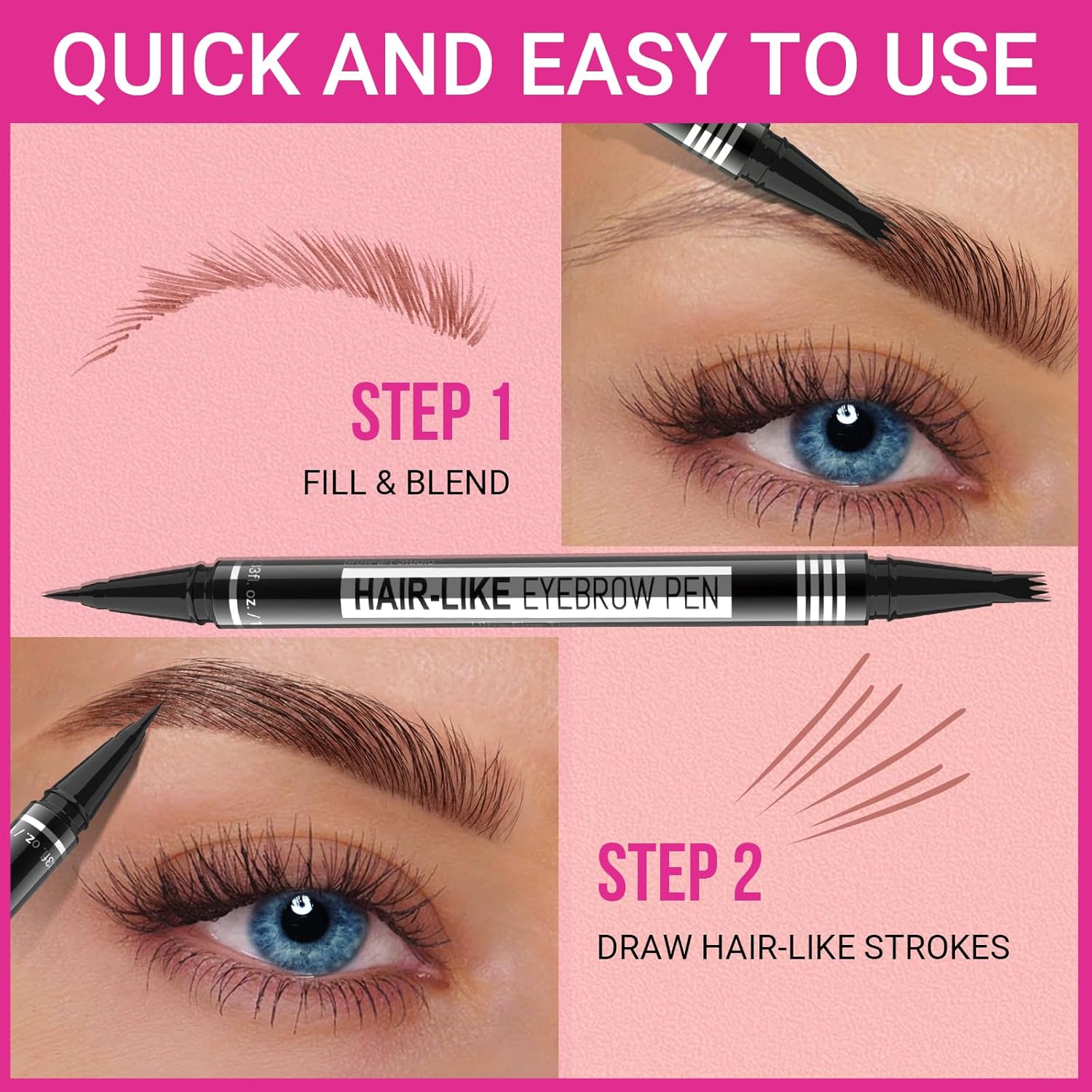 iMethod Magical 2-in-1 Light Brown Microblading Eyebrow Pen with 4-Fork Tip Brush - Image 5