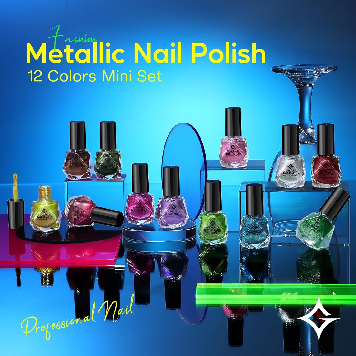 Metallic Nail Polish Set Fingernail: Chrome Mirror Holographic Nail Polish Kit Quick Air Dry 12 Colors Pack Regular Mini Nail Polish Finger Toe DIY Art Salon Gift for Women Party - Image 2