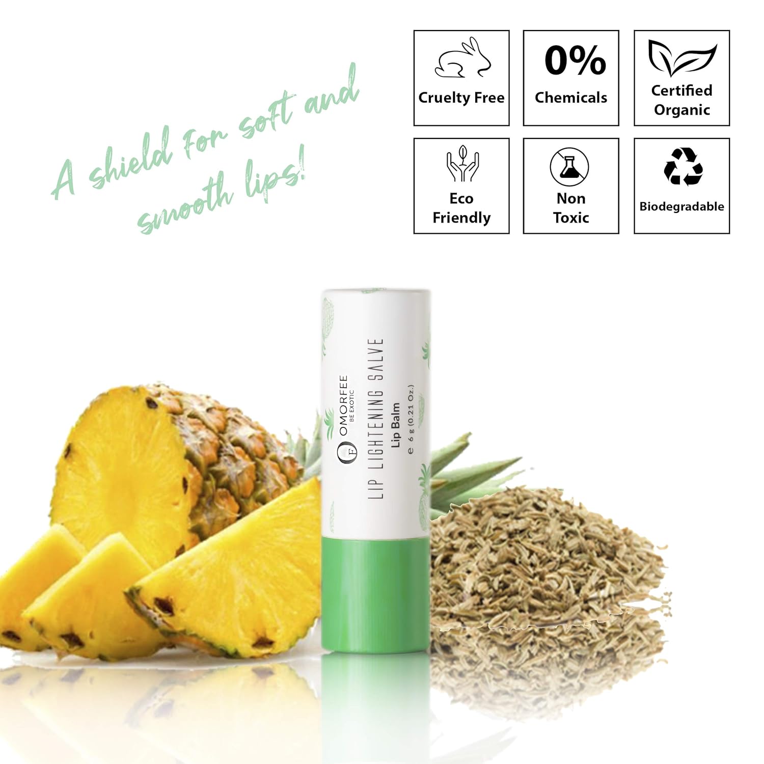 Omorfee 100% Organic Lip Lightening Stick for Dark Lips, Lip Whitening Lipstick with SPF, Natural Lip Balm Protection & Repair, Cocoa Butter, Carrot Seed Oil & Pineapple Extract - 6 Grams/0.21 Oz - Image 3