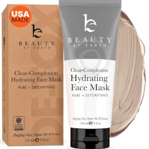Beauty by Earth Clay Mask for Face - USA Made with Organic & Natural Ingredients, Non-Drying Pore Cleansing Mud Mask, Skin Care Facial Mud for Women & Men, Minimizes Pores and Excess Oil