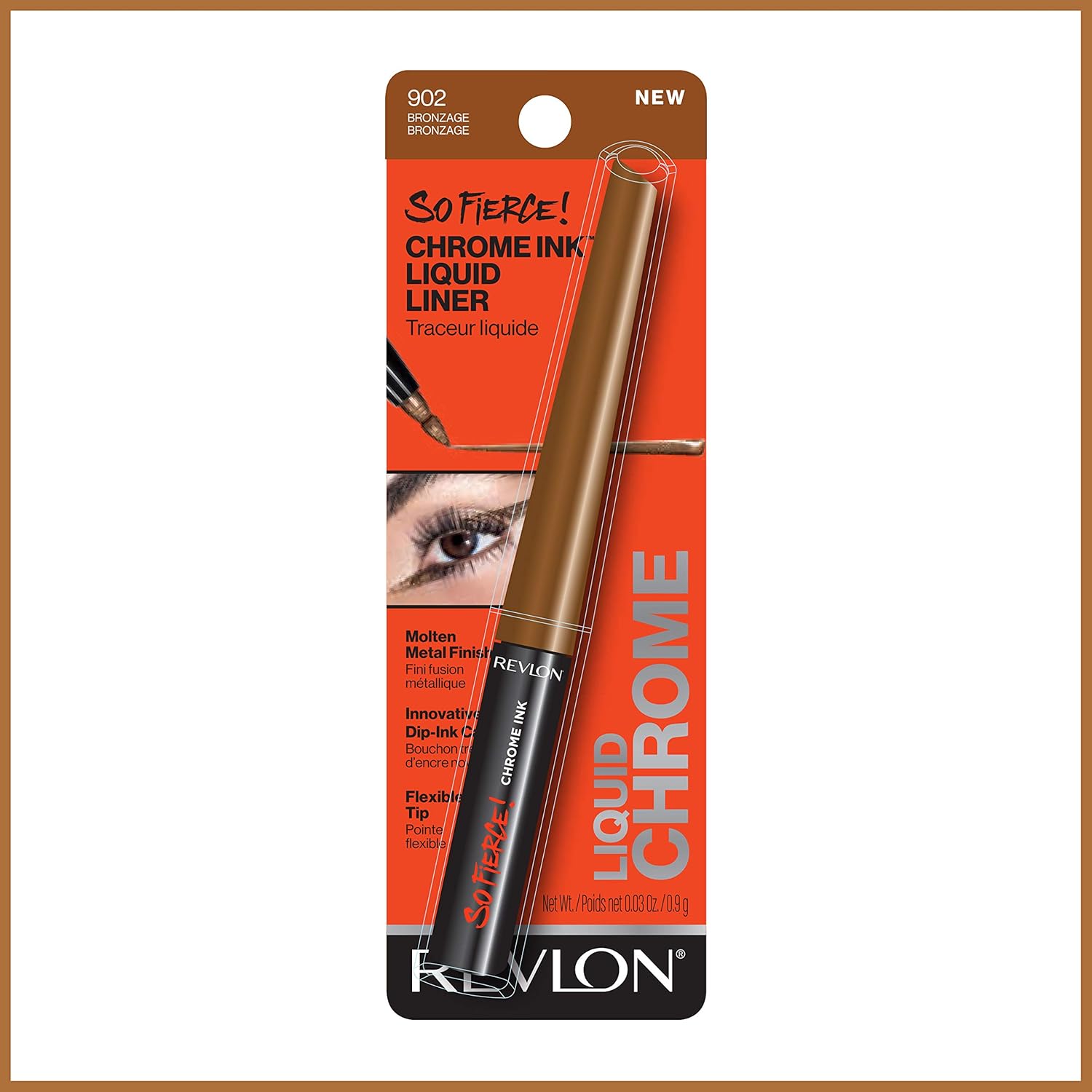 Revlon So Fierce! Chrome Ink Liquid Eyeliner, Longlasting Bold Metallic Pen Liner with Dip Ink Cap for Pearl, Shimmer Blend, 902 Bronzage, 0.03 oz. - Image 10