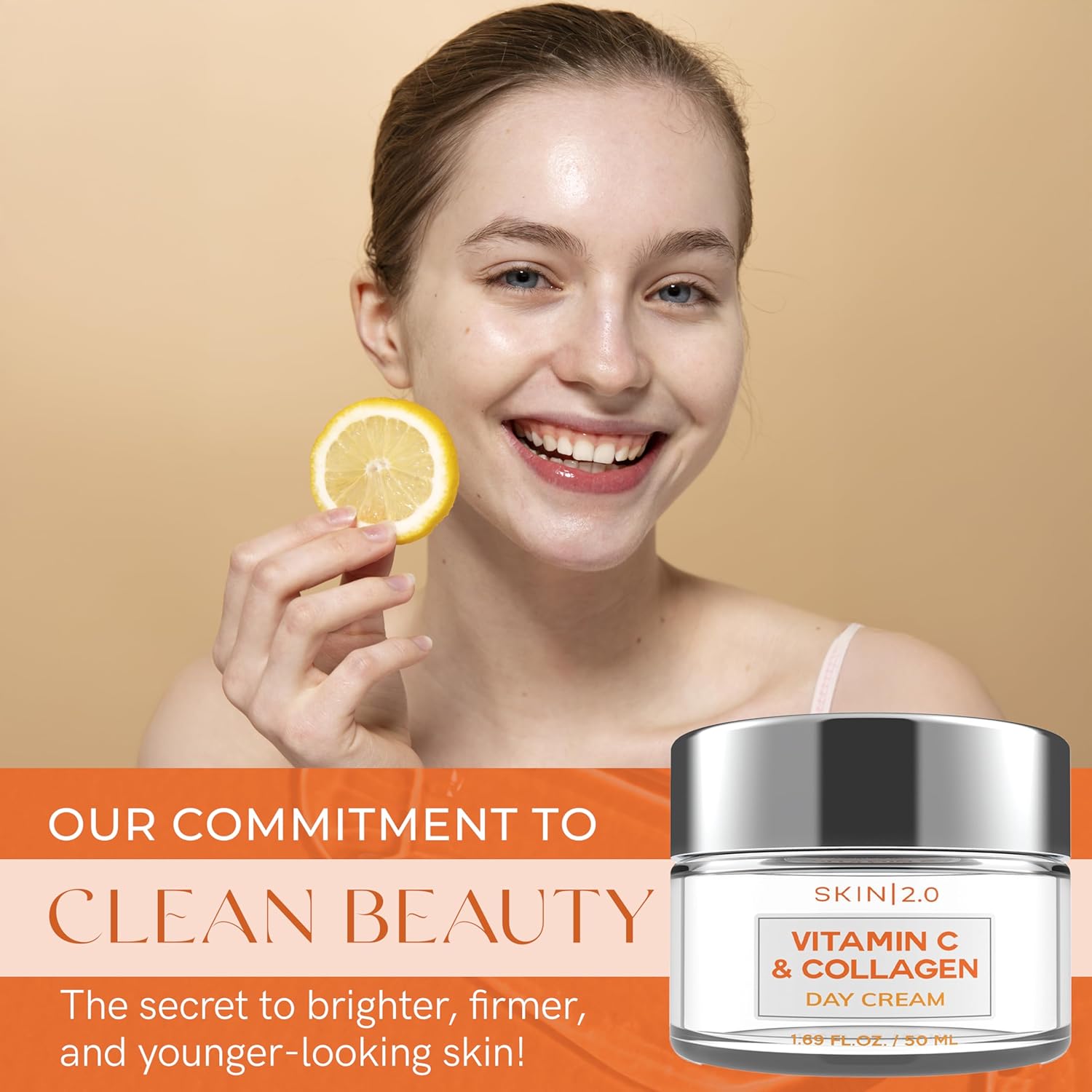 Vitamin C & Collagen Face Moisturizer - Dermatologist Tested, Anti-Aging, Skin Tightening - Brightening, Clean Beauty, Cruelty-Free, Korean Skincare for All Skin Types - 1.69 Fl oz - Image 2
