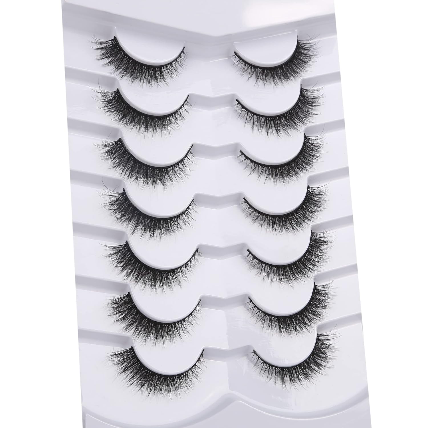 Pooplunch False Eyelashes Extension Volume Cat Eye Look Natural Wispy Lashes Fluffy Short 8D Fake Eyelashes Faux Mink Lashes 7 Pairs Pack - Image 5