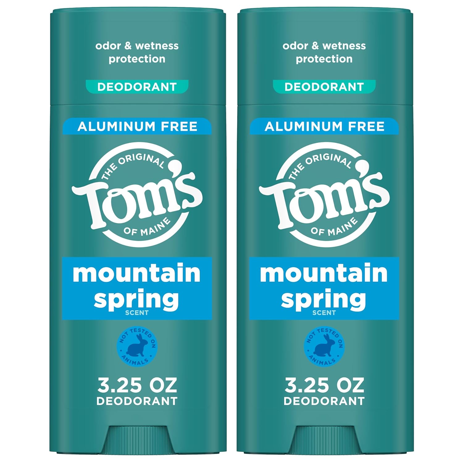 Tomβs of Maine Mountain Spring Natural Deodorant for Men and Women, Aluminum Free, 3.25 oz, 2-Pack