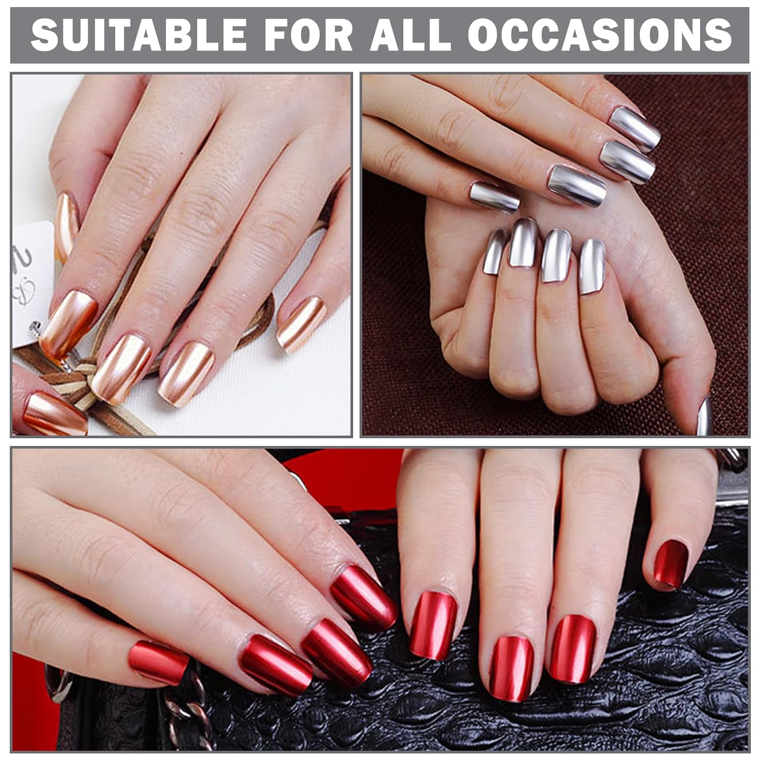 Mirror Nail Polish - Metallic Chrome Nail Polish with Long Lasting Mirror Effect, Quick Dry - Champagne Gold (18ML) - Image 6