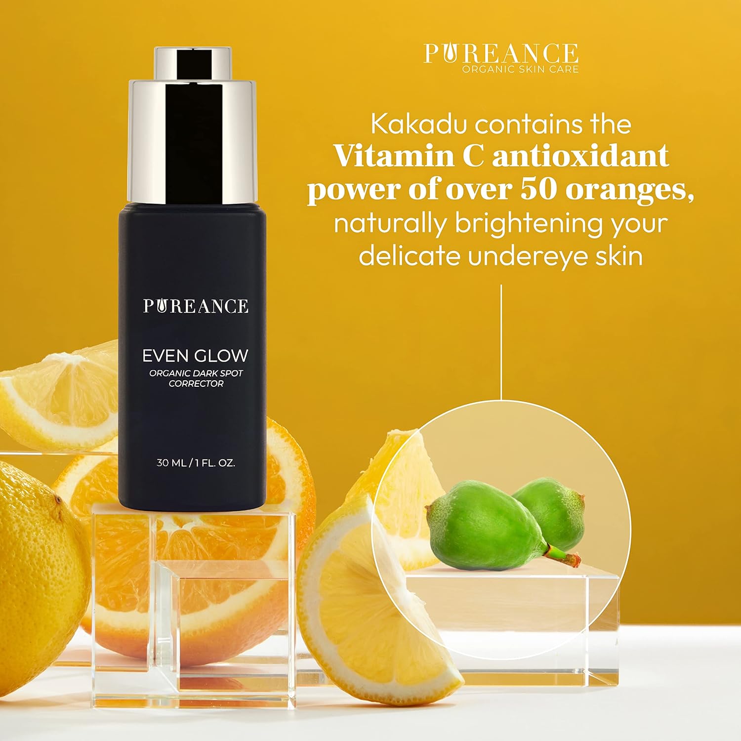 Even Glow - Organic Vitamin C Serum for Dark Spots on Face - Dark Spot Corrector, Dark Spot Remover for Face & Body - with Kakadu Plum Extract, Maple Leaf Extract, Aloe Leaf Juice & More - 1 Fl Oz - Image 4