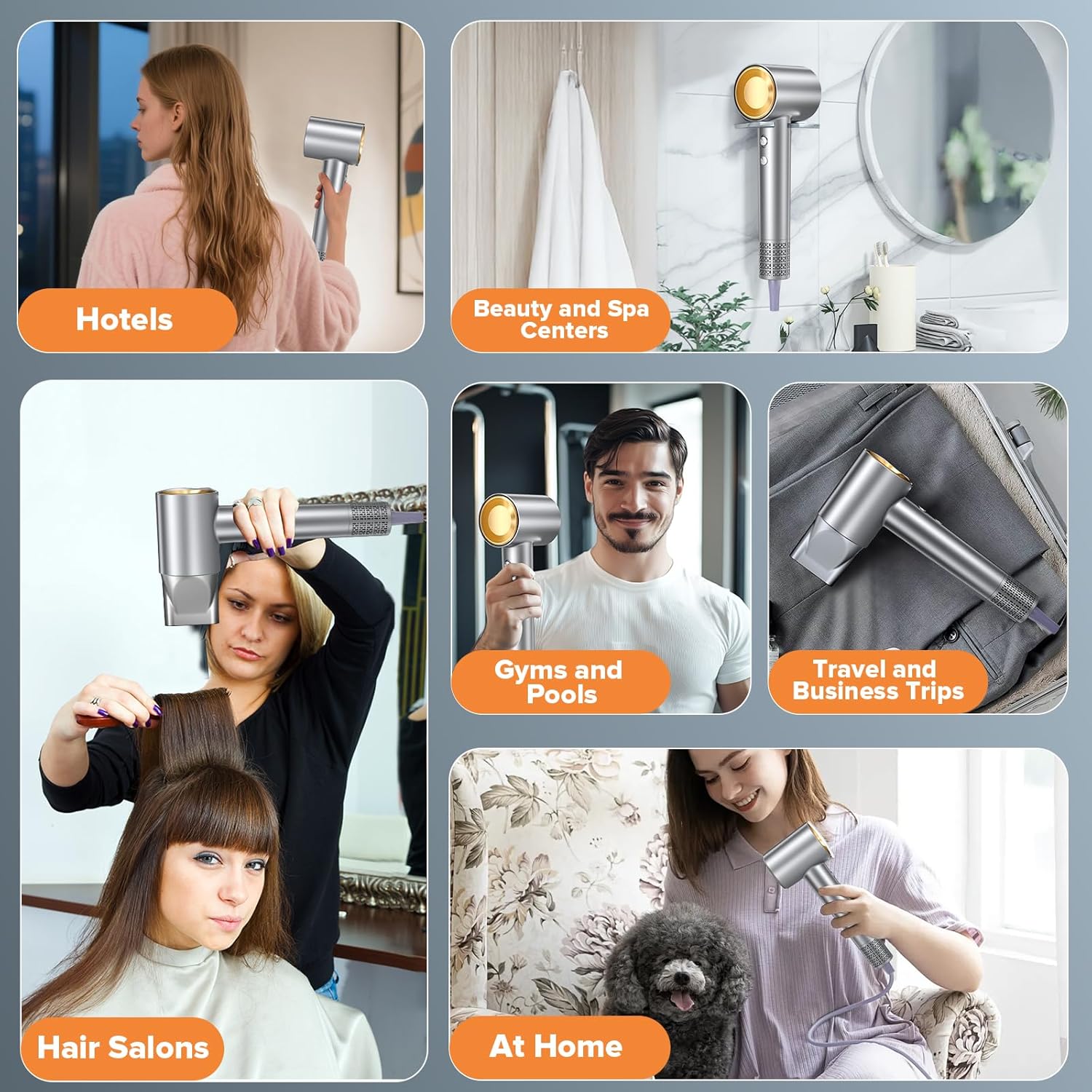 Hair Dryer, 150,000 RPM Brushless Motor, Ultra-Fast Drying with 3 Heat Settings & LED Lights, Negative Ion Technology, Quiet Lightweight Blow Dryer with Diffuser & Nozzle for Home, Salon, Travel Use - Image 6