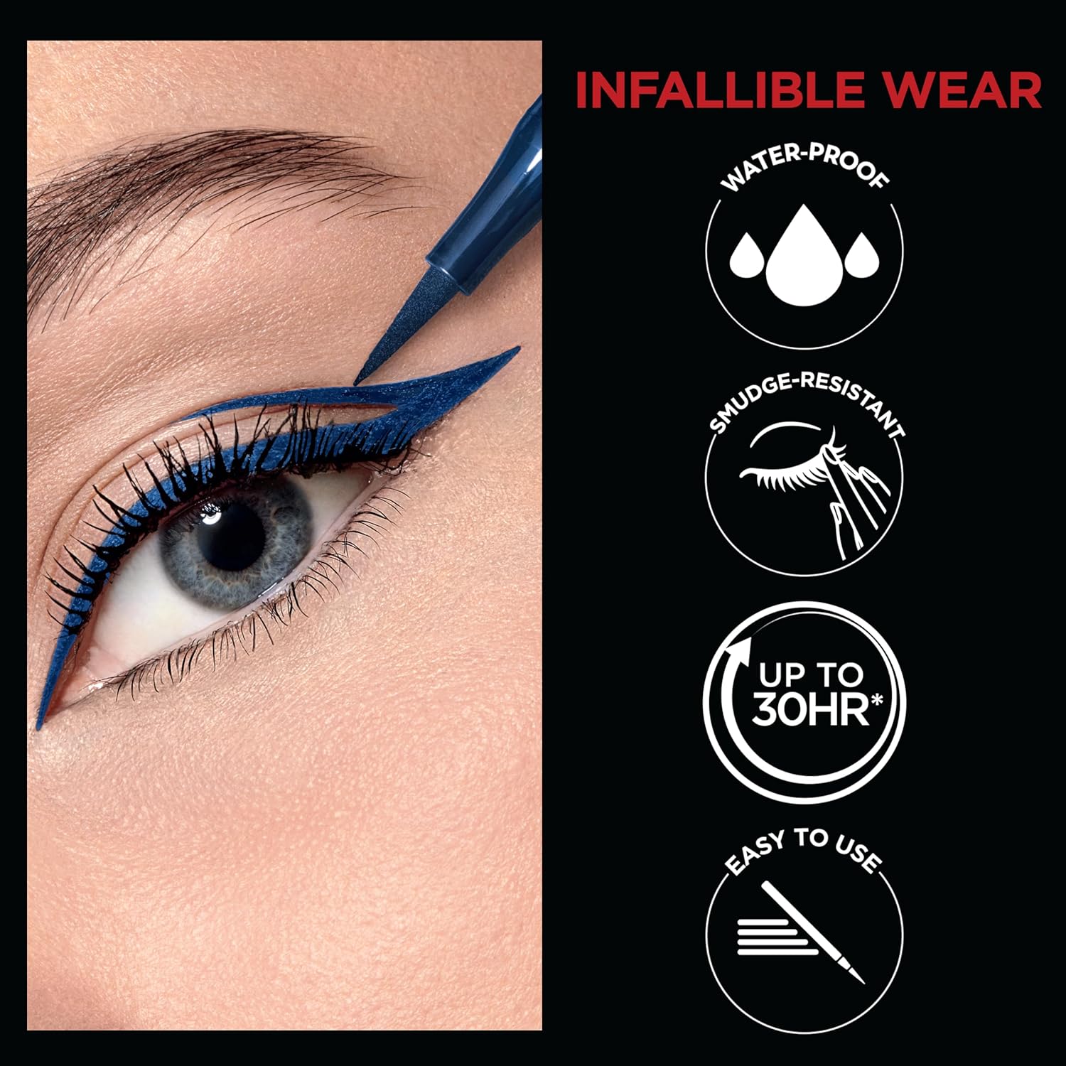 L'Oreal Paris Cosmetics Paris Makeup Infallible Grip Precision Felt Eyeliner, Smudge Resistant, Long Lasting Waterproof Eyeliner, Blue, Blue, 0.03 fl oz - Image 7