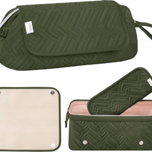 Leudes Hair Tools Travel Bag for Women Heat Resistant Mat for Travel Essentials Hot Tools Straighteners,Flat Irons,Curling Iron,Hot Air Brushes and Hair Dryer Organizer Bags 2 in 1 (Army GreenA)