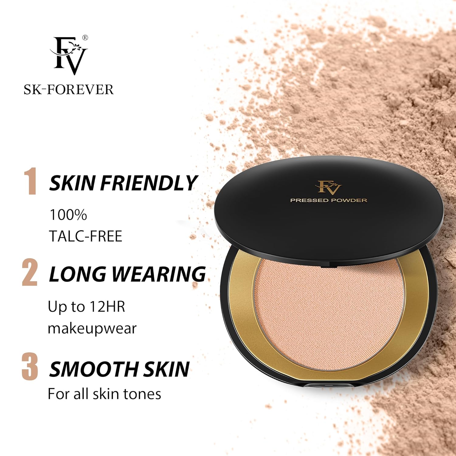 FV Flawless Matte Pressed Powder - Oil-Control & Long-Lasting Coverage, Lightweight Baking Setting Powder for All Skin Types, 0.28oz, Classic Ivory - Image 2