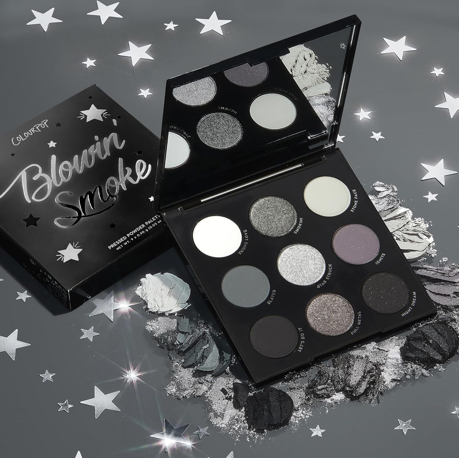 ColourPop Blowin' Smoke Eyeshadow Palette - Silver & Smokey Eye Eyeshadow Palette with Metallic & Matte Finishes - High-Pigment Eye Makeup with Long-Wearing Formula (0.3 oz) - Image 7