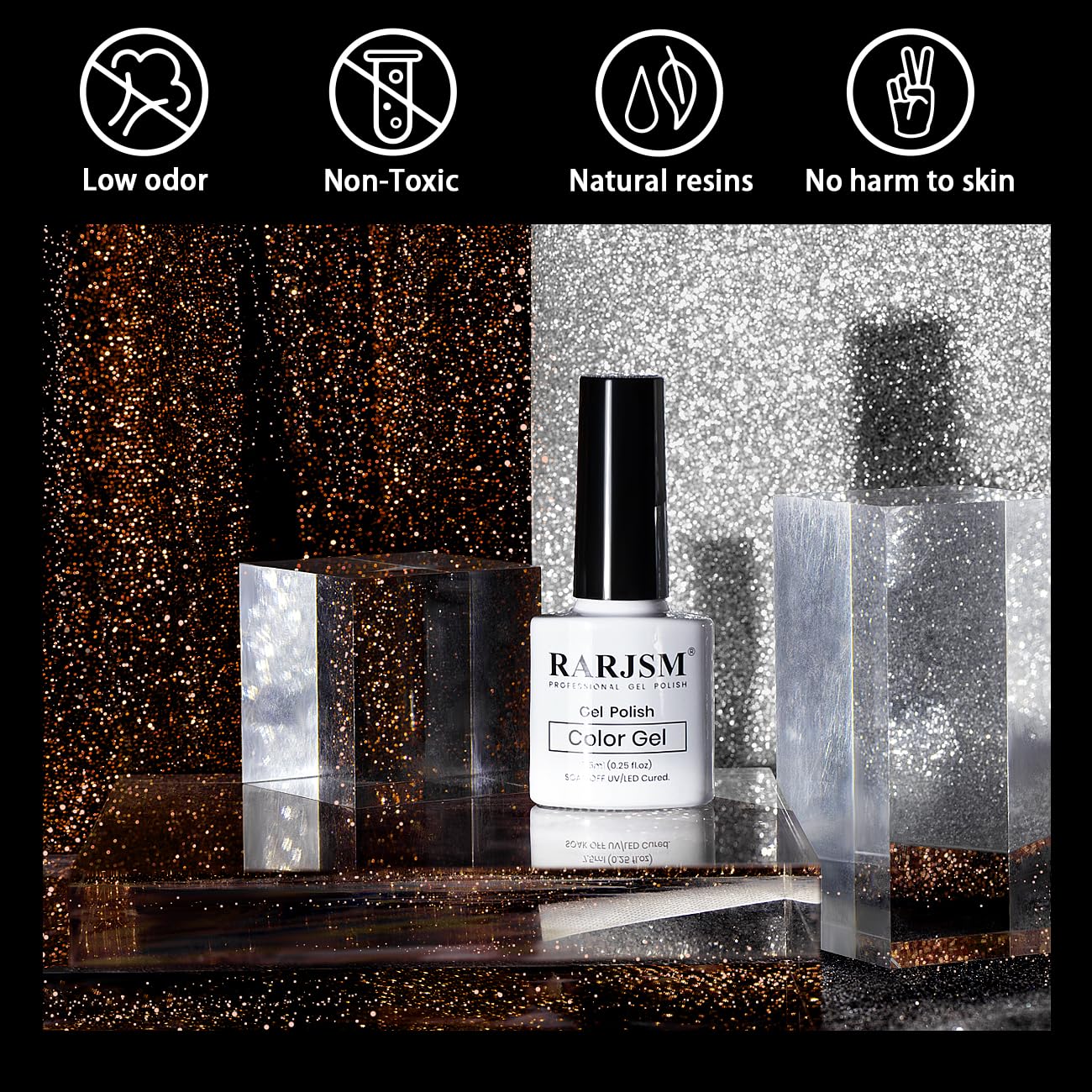 RARJSM Reflective Glitter Gel Polish Silver Sparkling Glitter Iridescent Shimmer Gel Nail Polish Sparkle Diamond Holographic Gelpolish Soak off Nail Art Varnish Manicure for Salon DIY at Home - Image 5