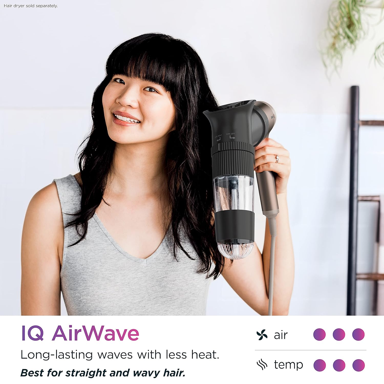 Shark HD100AWA IQ AirWave Beach Wave Attachment, Works with HD112 series and HD120 series ONLY, Styling Tool, Auto Preset Touchless Waver for Straight and Wavy Hair, Long-Lasting Beach Waves - Image 5