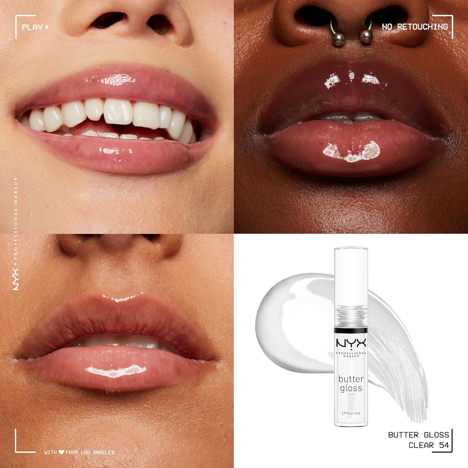 NYX PROFESSIONAL MAKEUP Butter Gloss, Non-Sticky Lip Gloss - Sugar Glass ,Clear - Image 3