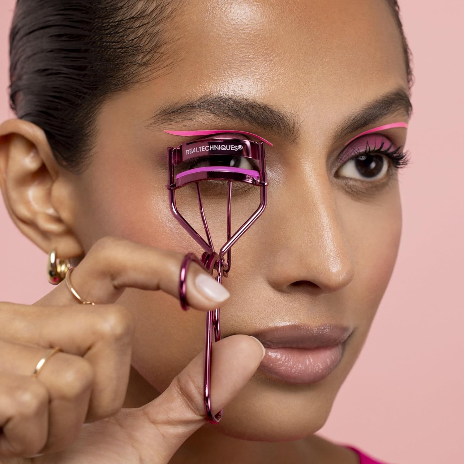 Real Techniques Double Time Brush + Lash 4 Piece Set, Dual-Ended Eye Makeup Brushes For Eyeshadow & Brows, Travel-Friendly Brush Caps For Storage, Eyelash Curler Included, Cruelty-Free - Image 6