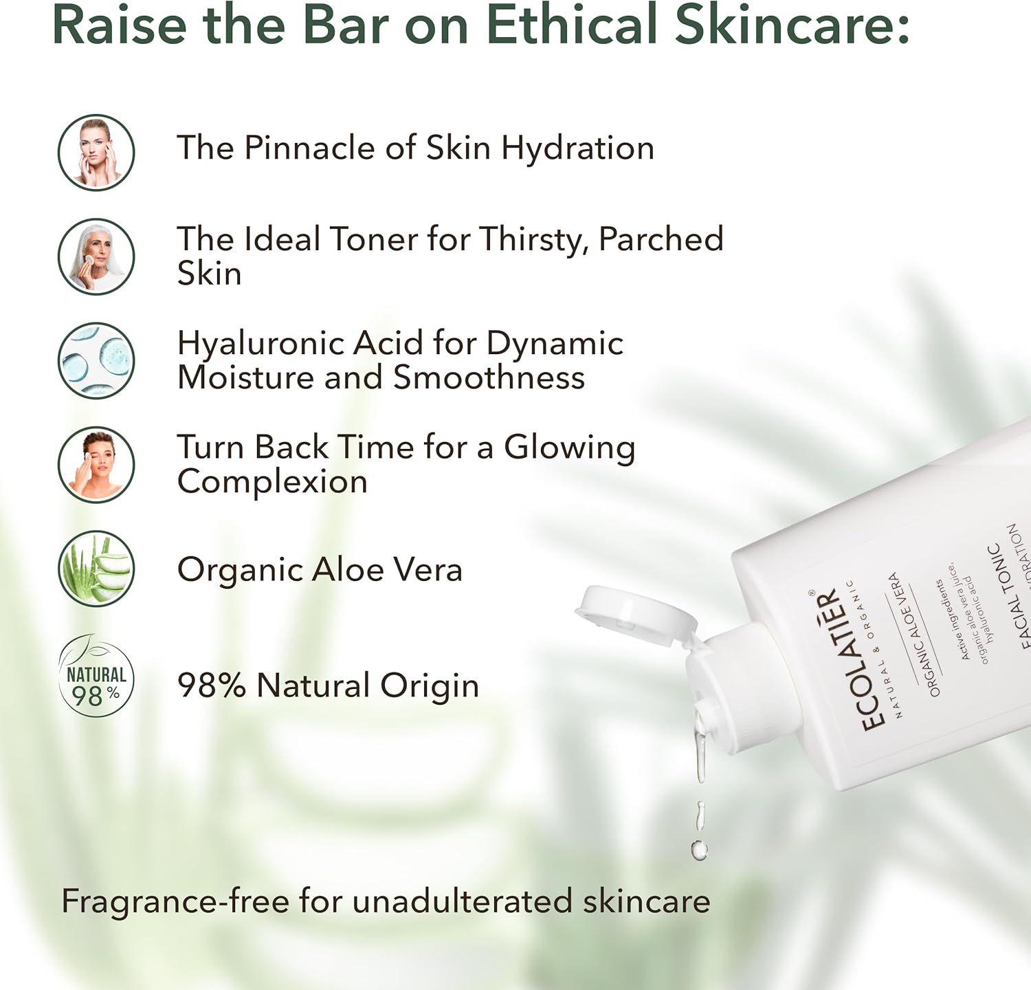 Toner for Face with Organic Aloe Vera โ Intense Hydration, Vegan, 98% Natural, Moisturizing & Soothing for Sensitive Skin, Gentle Daily Use, Tones & Softens, 8.5 Fl Oz / 250ml - Image 4