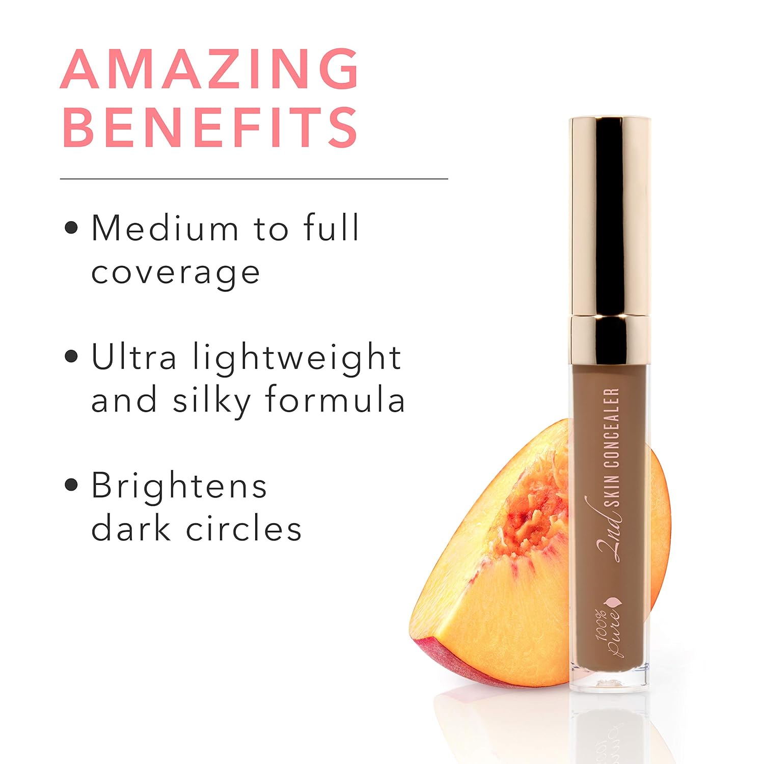 100% PURE 2nd Skin Concealer (Fruit Pigmented), Shade 7, Full Coverage, Lightweight, Liquid Concealer for Face, Under Eyes, Vegan Makeup (For Deep Skin w/Cool-Neutral Undertones) - 0.17 Fl Oz - Image 2