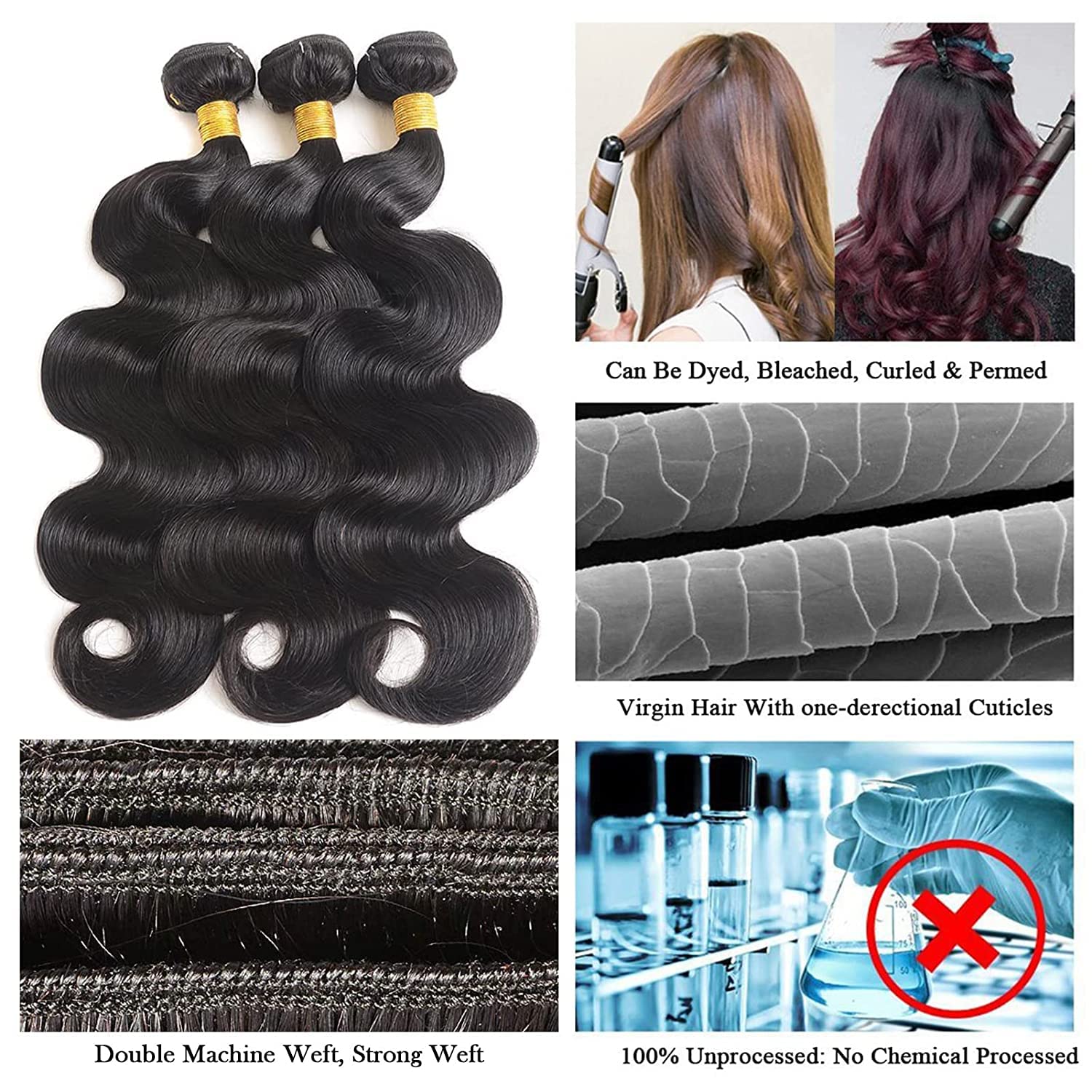 Human Hair Bundles Body Wave Bundles Human Hair 18 20 22 Inch 12A Grade 100% Unprocessed Brazilian Virgin Hair Body Wave 3 Bundles Human Hair Extensions for Black Women Natural Color - Image 5