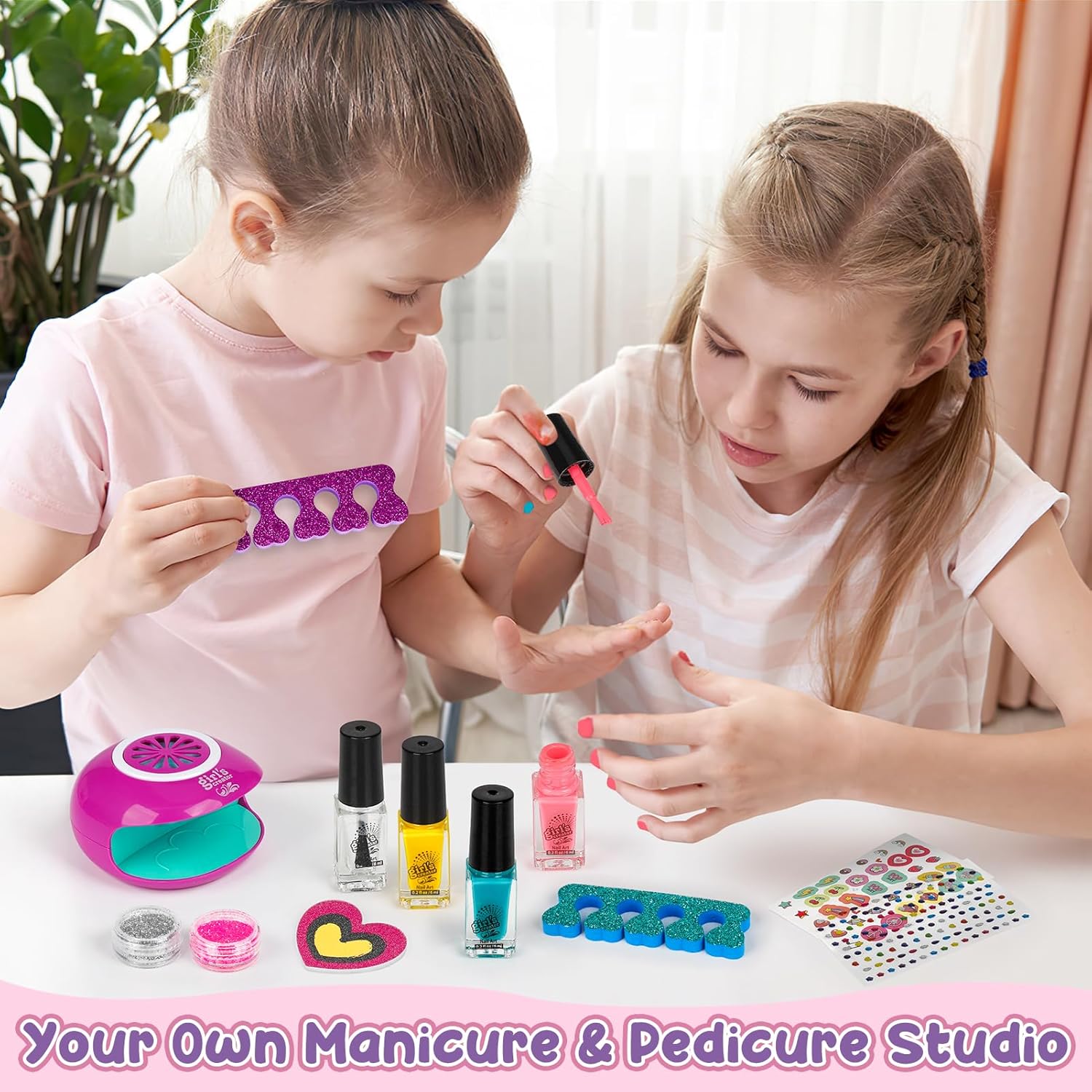Kids Foot Spa & Nail Kit - Kids Spa Day Kit for Girls with Mask Foot Bath and Nail Dryer - Manicures Pedicure Toy Kit Nail Art Salon Girl Stuff - Christmas Birthday Gifts for 6 7 8 9 10-12 Year Old - Image 5