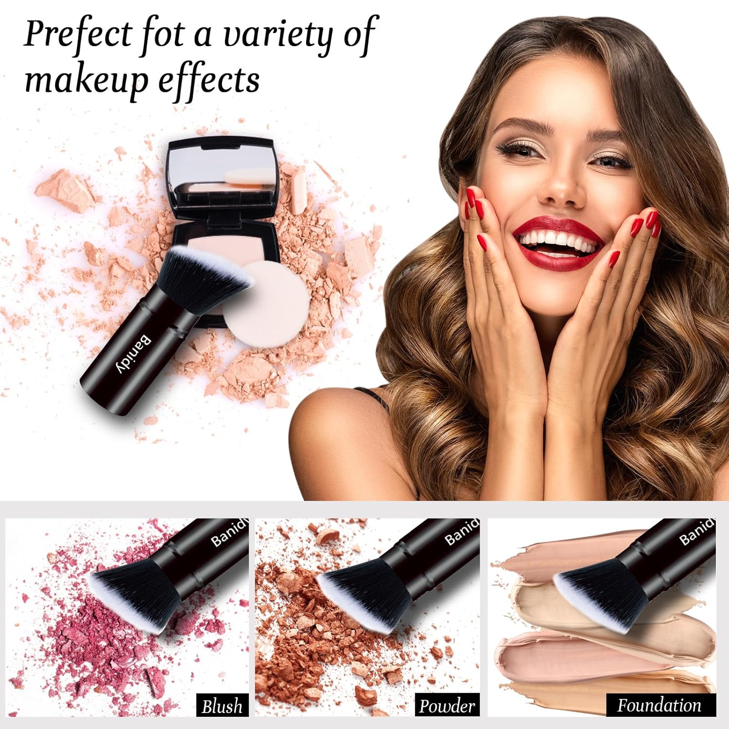 Makeup Brush Kabuki Face Brushes Retractable Travel Blush Kabuki Brush Portable Flawless for Foundation, Powder Blush, Bronzer, Buffing, Liquid, Cream, Cruelty Free with Cover(1PCS) - Image 5