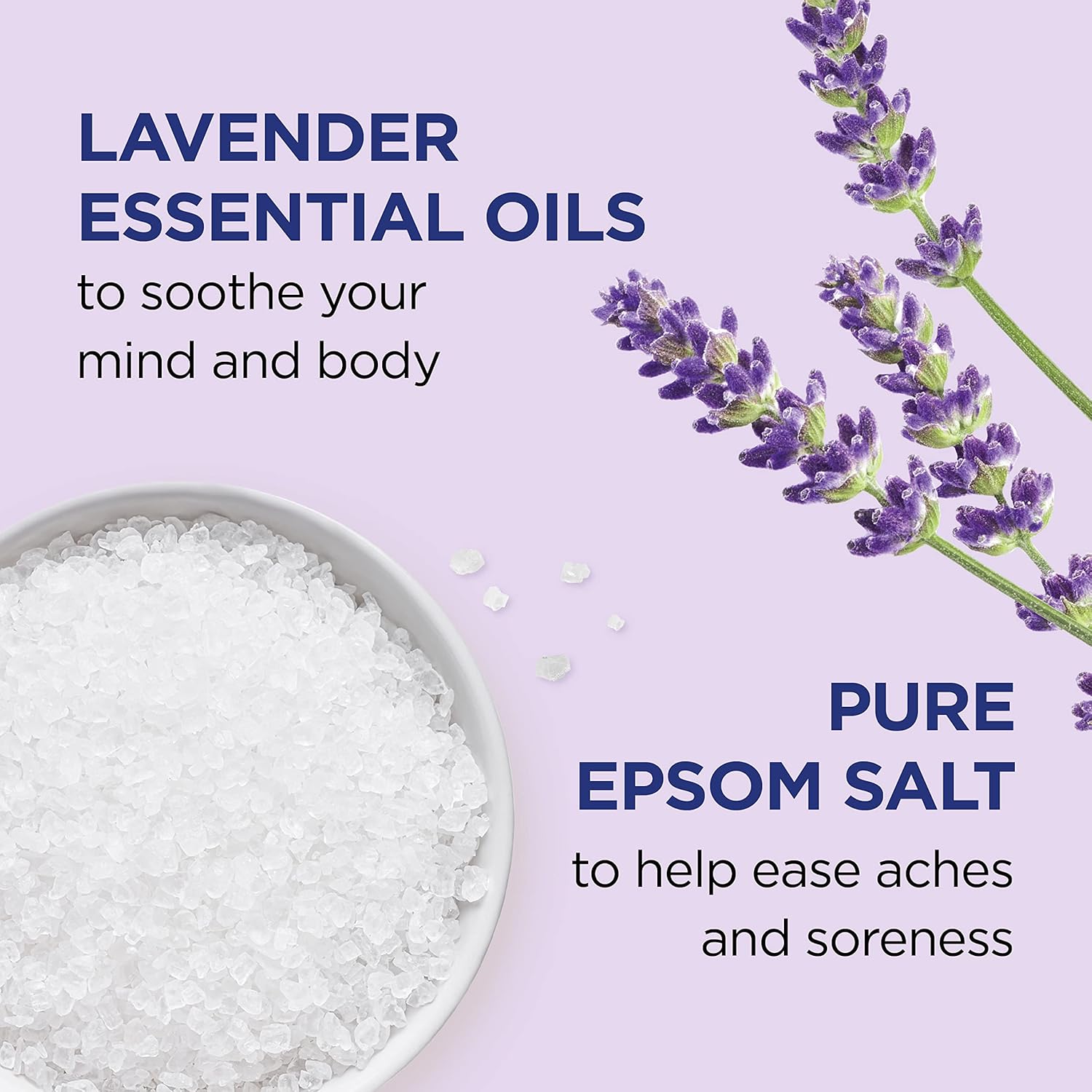 Dr Teal's Lavender Essential Oil Epsom Salt and Foaming Bath Sampler Set, 2 Piece, Off White - Image 2