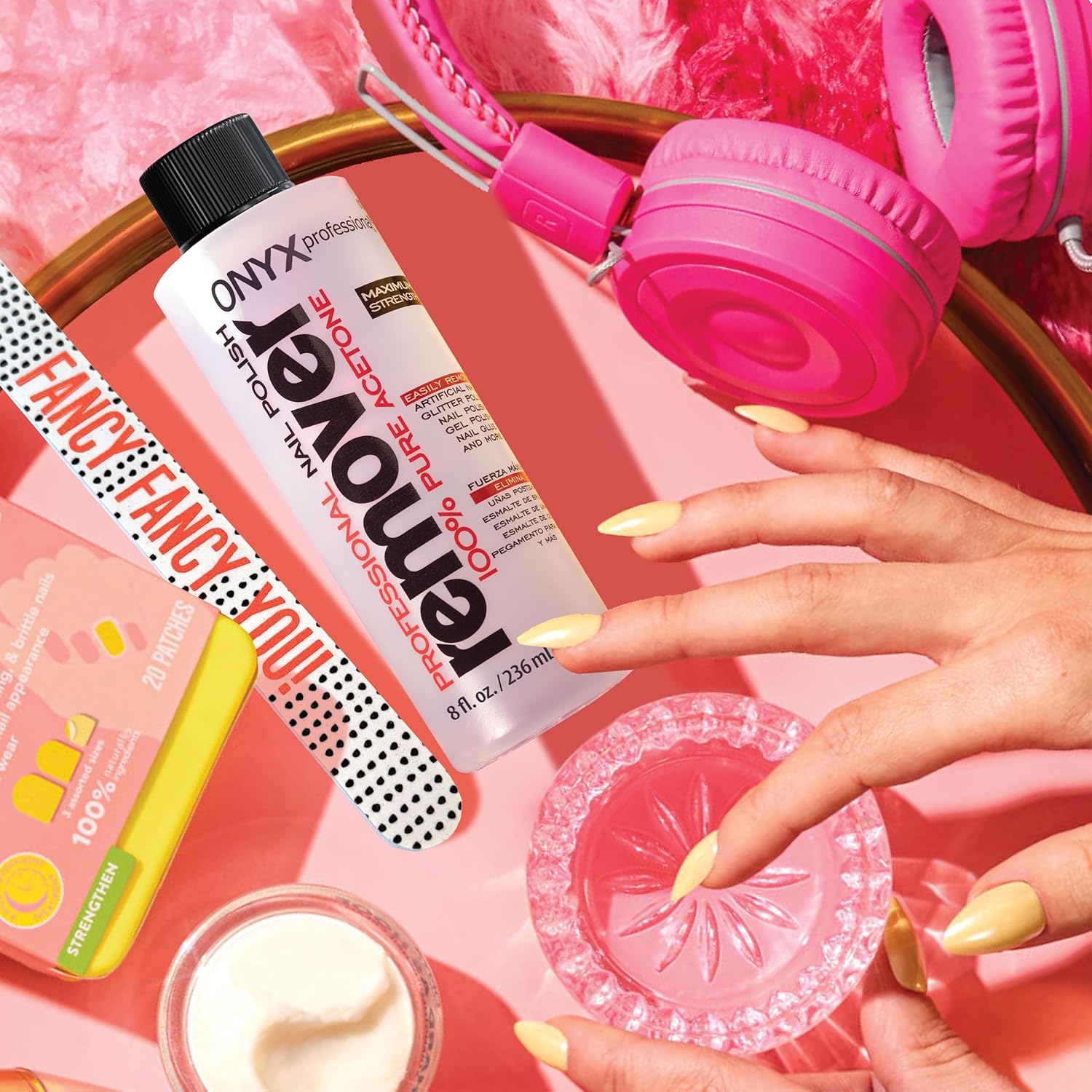 Onyx Professional 100% Pure Acetone Nail Polish Remover Kit with 7 inch Nail File, 8 fl oz - Made in USA, Maximum-Strength Gel Polish Remover, Artificial & Glitter Nail Polish - Image 6