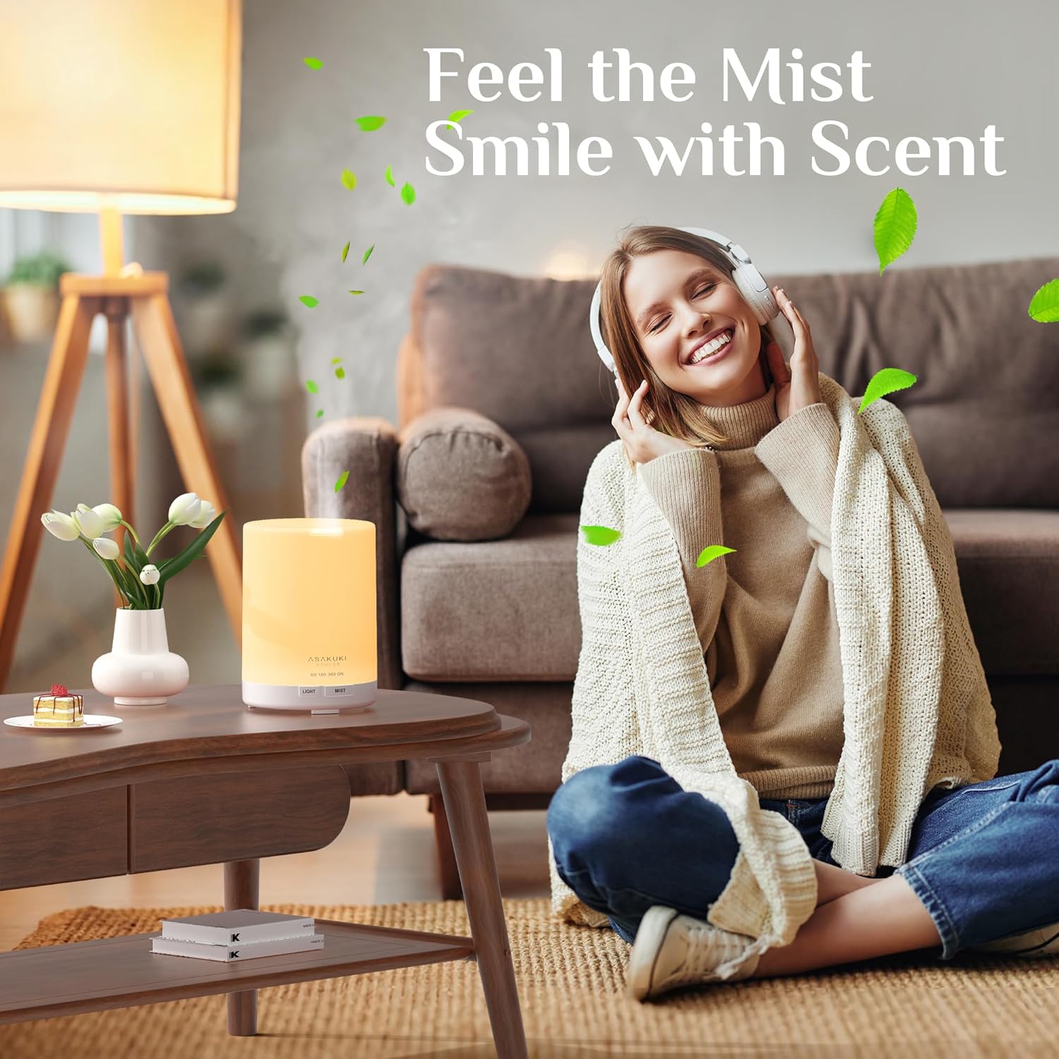 ASAKUKI Essential Oil Diffuser, 5-in-1 Quiet Humidifier, Home Fragrance Aroma Diffuser with 7 LED Color Changing Light and Auto-Off Switch (Pure White) - Image 7