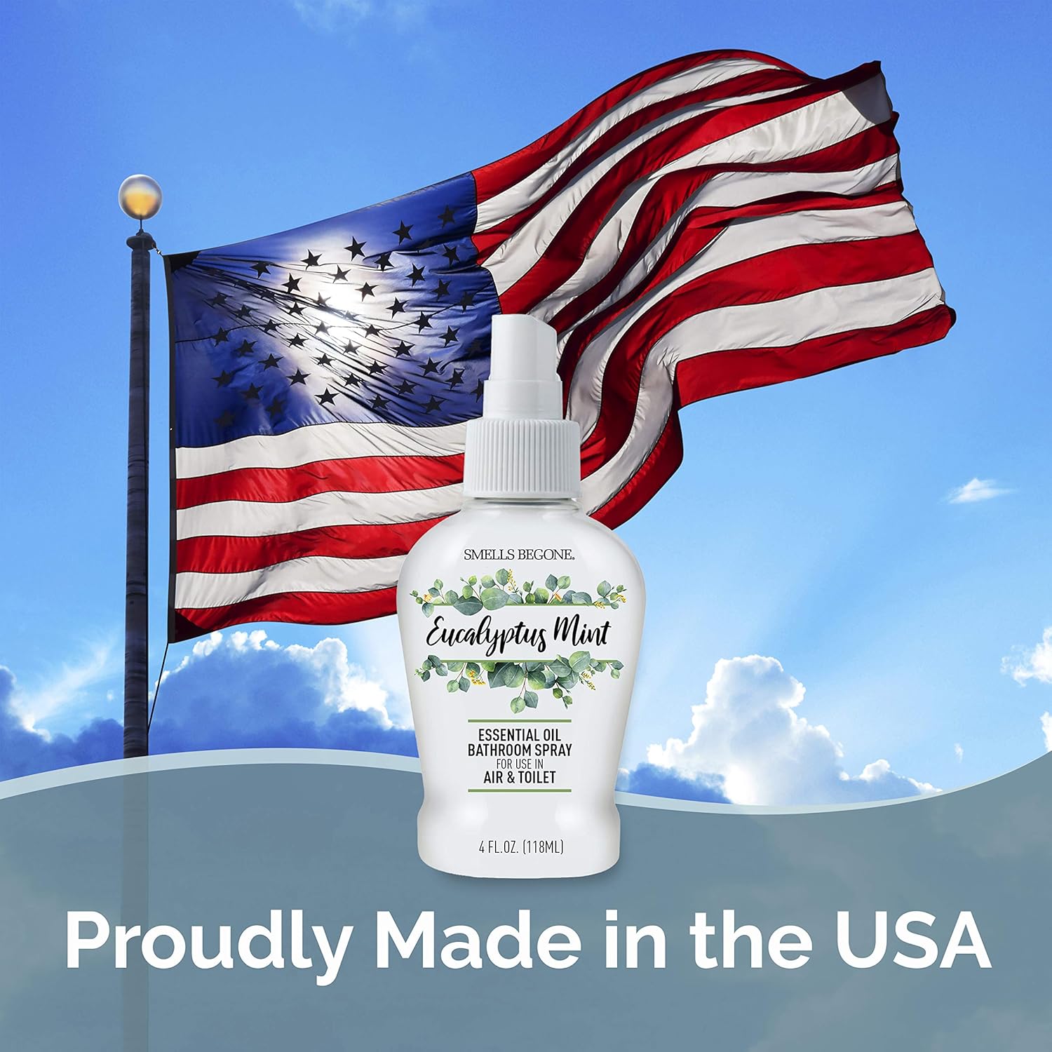SMELLS BEGONE 4 oz Essential Oil Air Freshener Bathroom Spray - Eliminates Bathroom & Toilet Odors - Made with Essential Oils - Eucalyptus Mint Scent - Image 4
