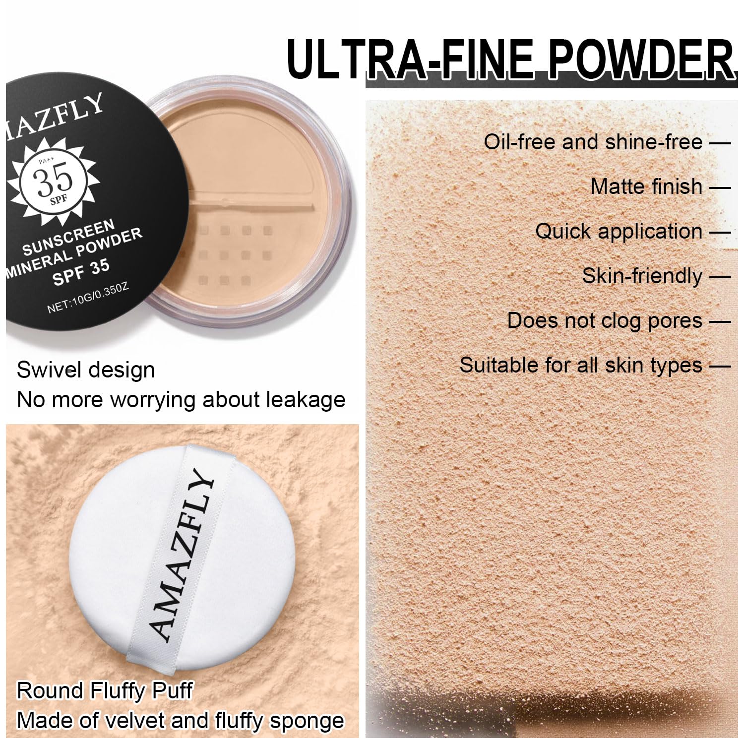 Mineral Powder Foundation, SPF 35, Talc-Free Lightweight Loose Powder for a Smooth & Matte Finish - Medium Coverage, Skin-improving Mineral Foundation (#05 Fair Light Foundation Makeup) - Image 5