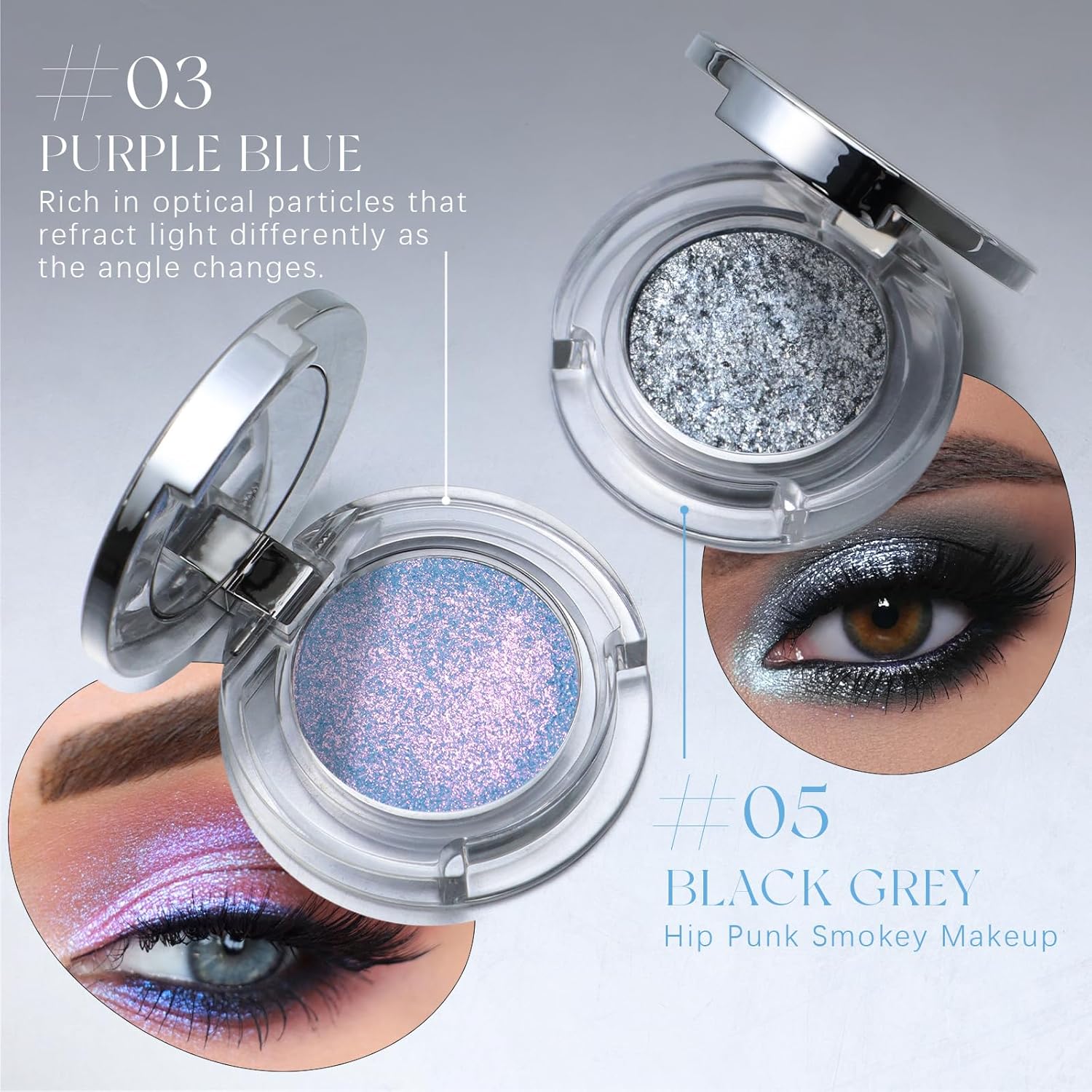 Chameleon Purple Blue Glitter Eyeshadow, Multichrome Color Shifting Single Eyeshadow, Holographic Sparkling Inner Corner Eye Highlighter Shimmer Eye Makeup Palette 03 - Image 3