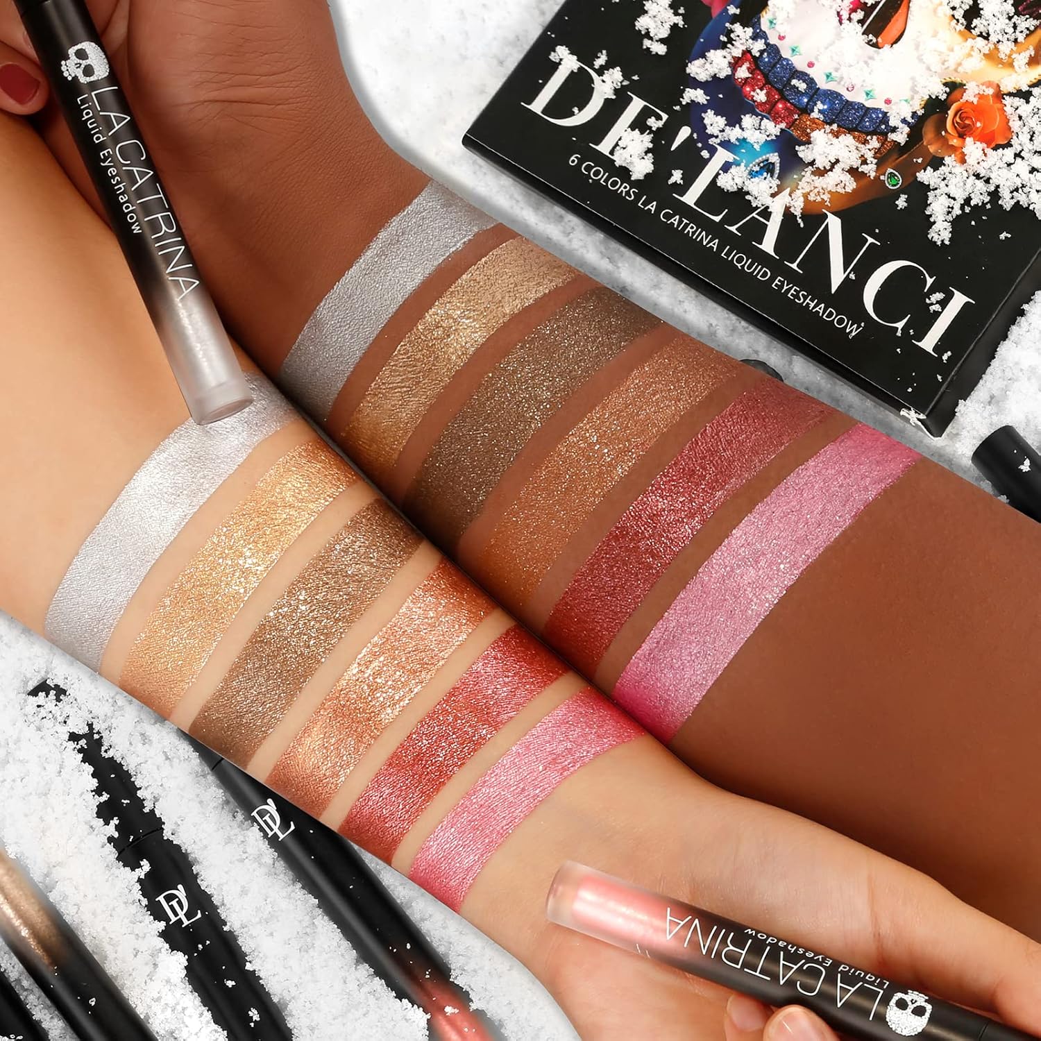 Silver Liquid Eyeshadow - Glitter Shimmer Sparkle Glow Silvery Eye shadow Makeup, High-impact Pigmented, Long Lasting, Waterproof Liquid Metallic Eyeshadow, Easy to Apply & Quick Drying - Image 5