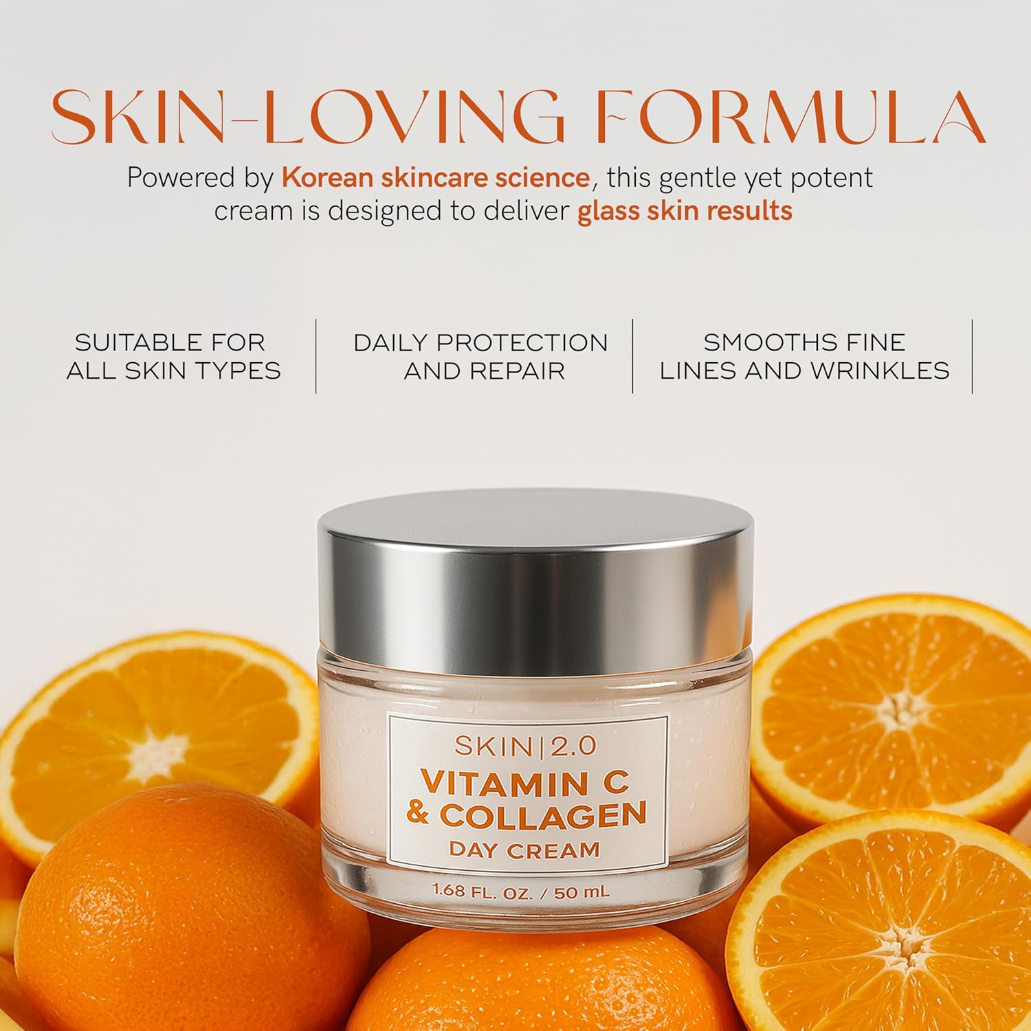 Vitamin C & Collagen Face Moisturizer - Dermatologist Tested, Anti-Aging, Skin Tightening - Brightening, Clean Beauty, Cruelty-Free, Korean Skincare for All Skin Types - 1.69 Fl oz - Image 7
